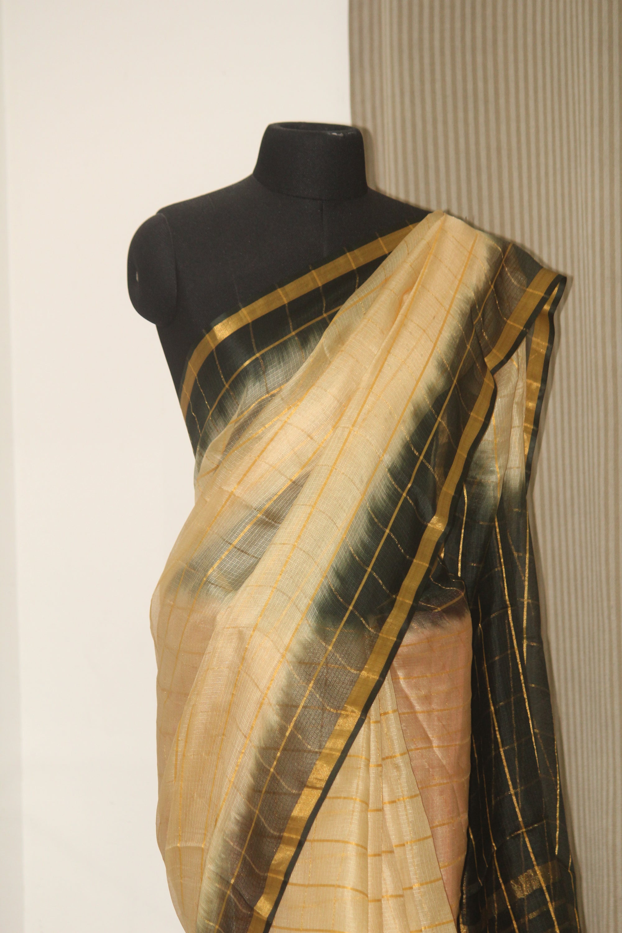 Pure kota silk saree with zari checks