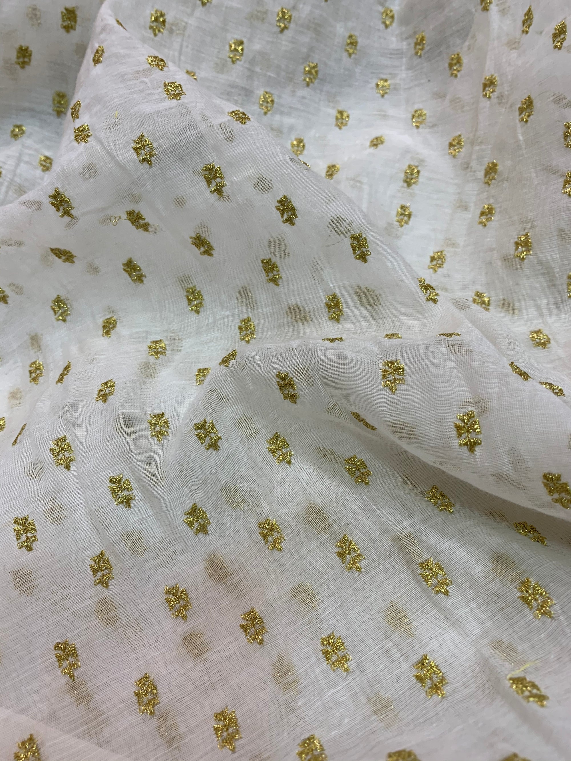 HANDLOOM MUL CHANDERI EMBROIDERED FABRIC