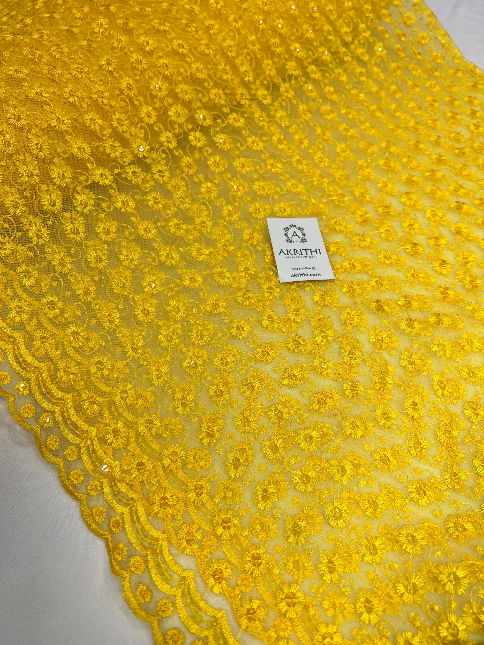 Embroidery on net fabric