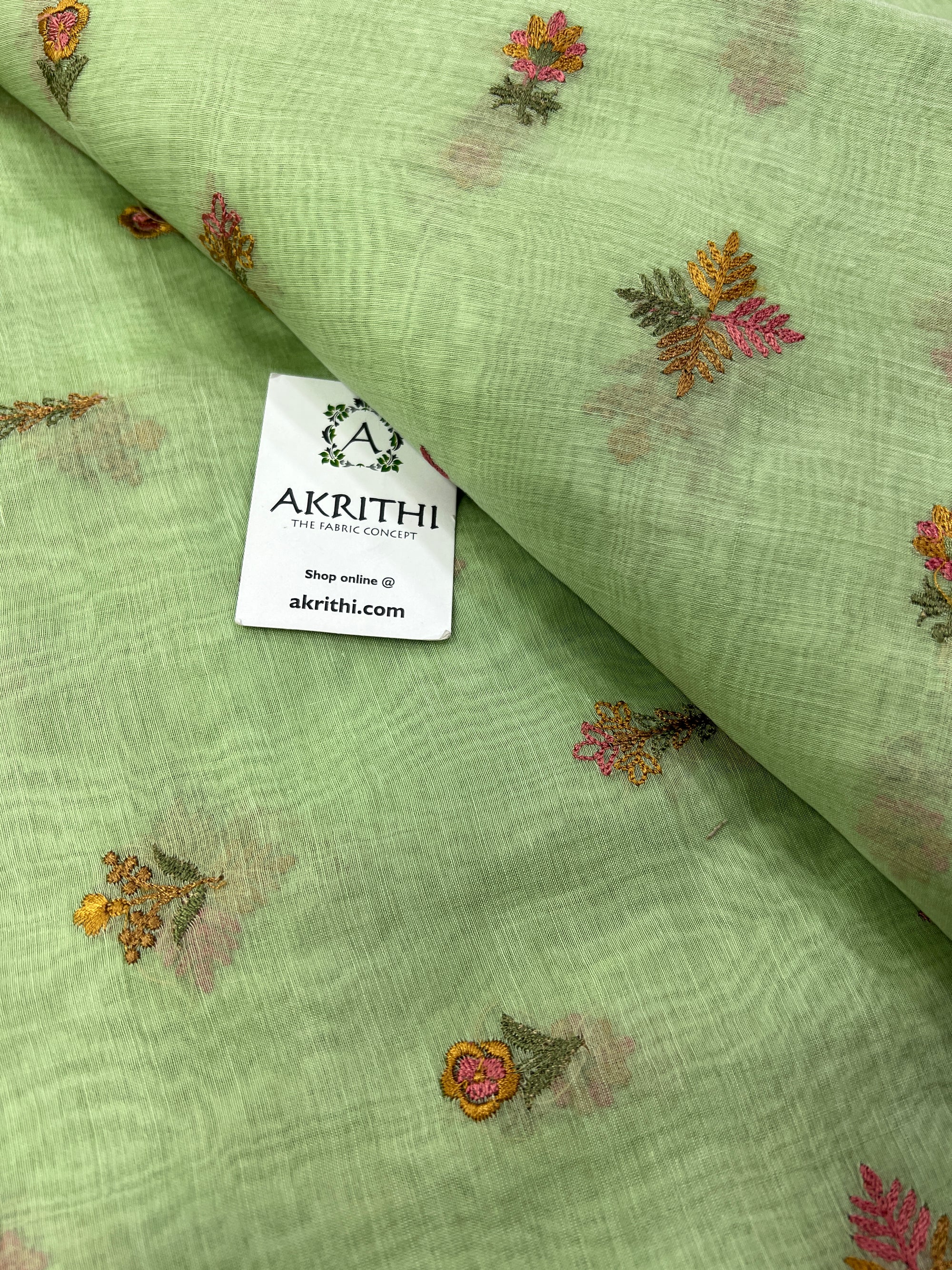 HANDLOOM MUL CHANDERI EMBROIDERED FABRIC