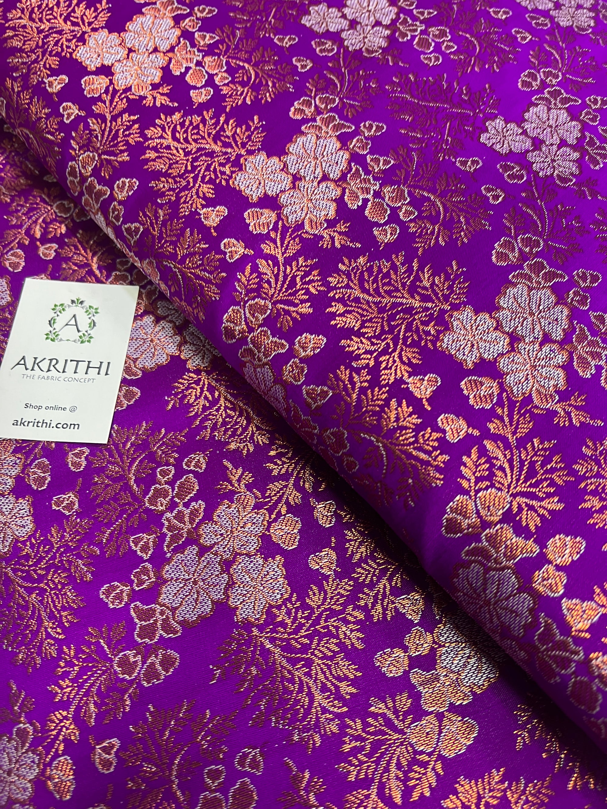 Banarasi brocade fabric with copper zari