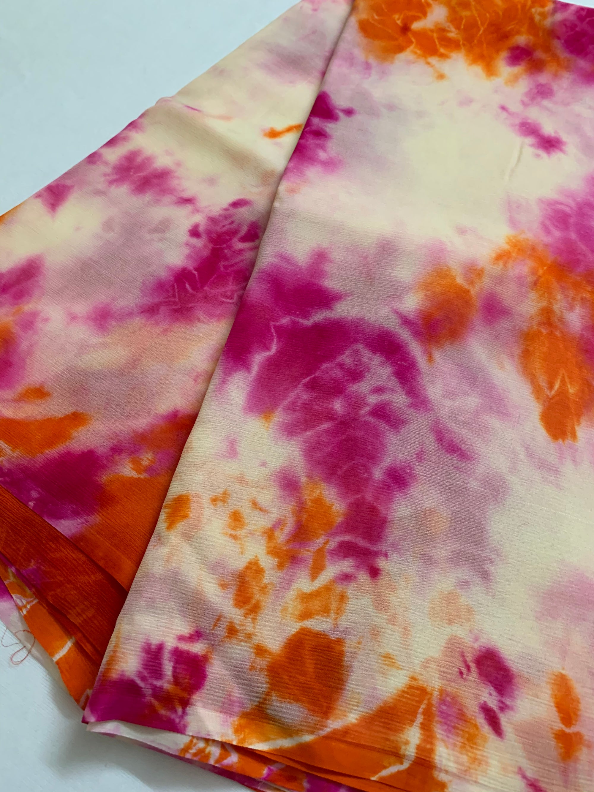 PURE SILK PLATINUM CHIFFON SHIBORI TIE AND DYE SAREE