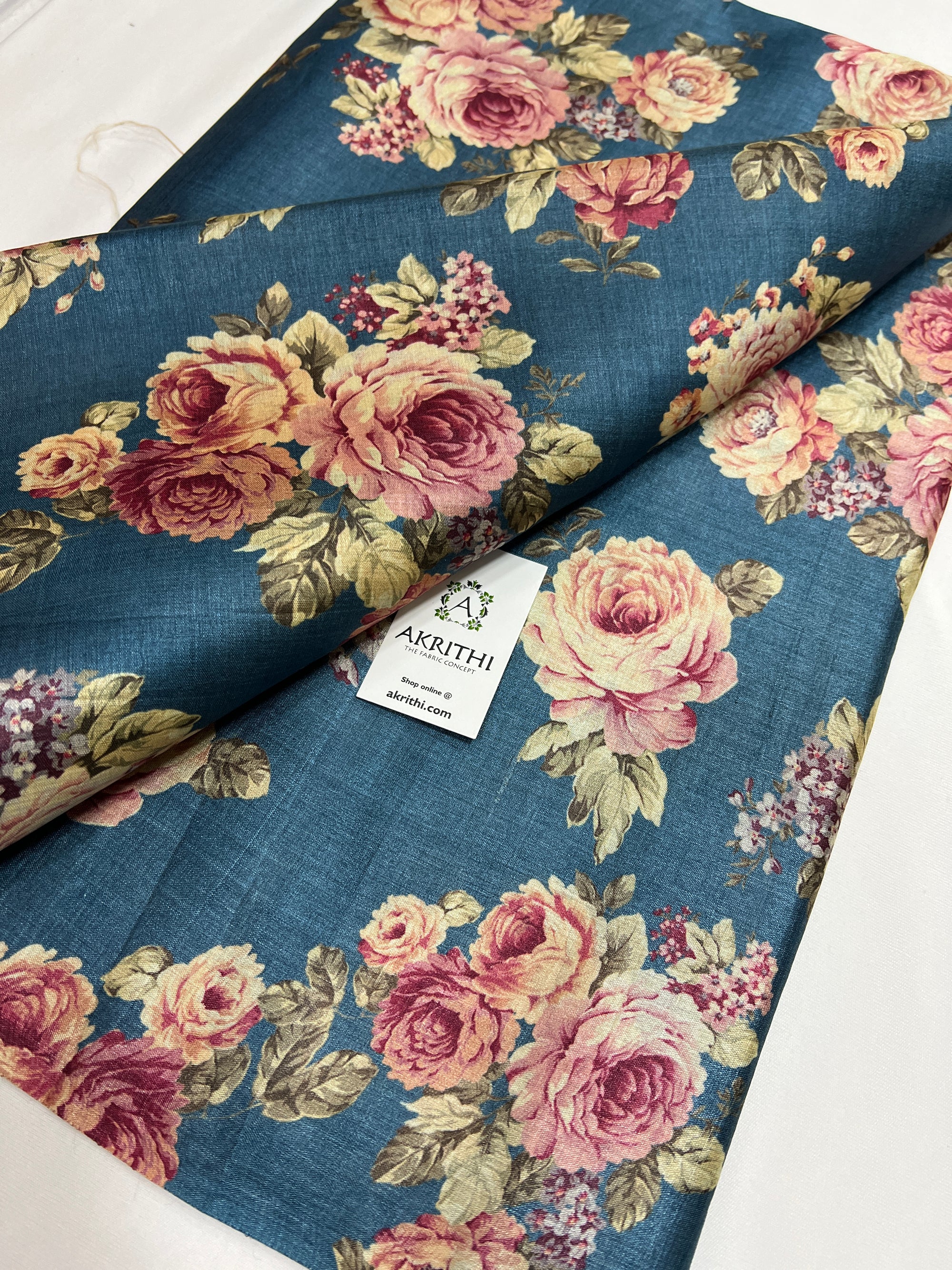 Digital Printed handloom pure tussar silk fabric