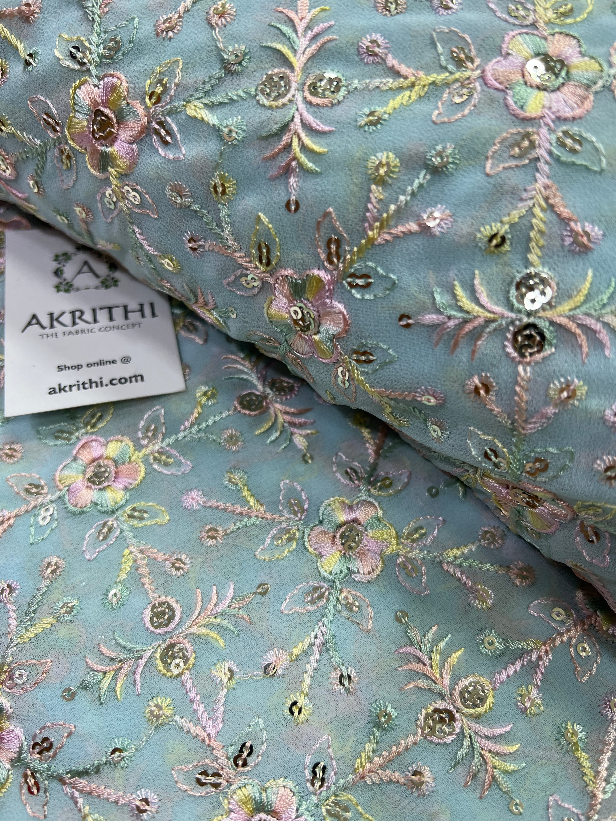 Embroidery on georgette fabric 70 CM CUT