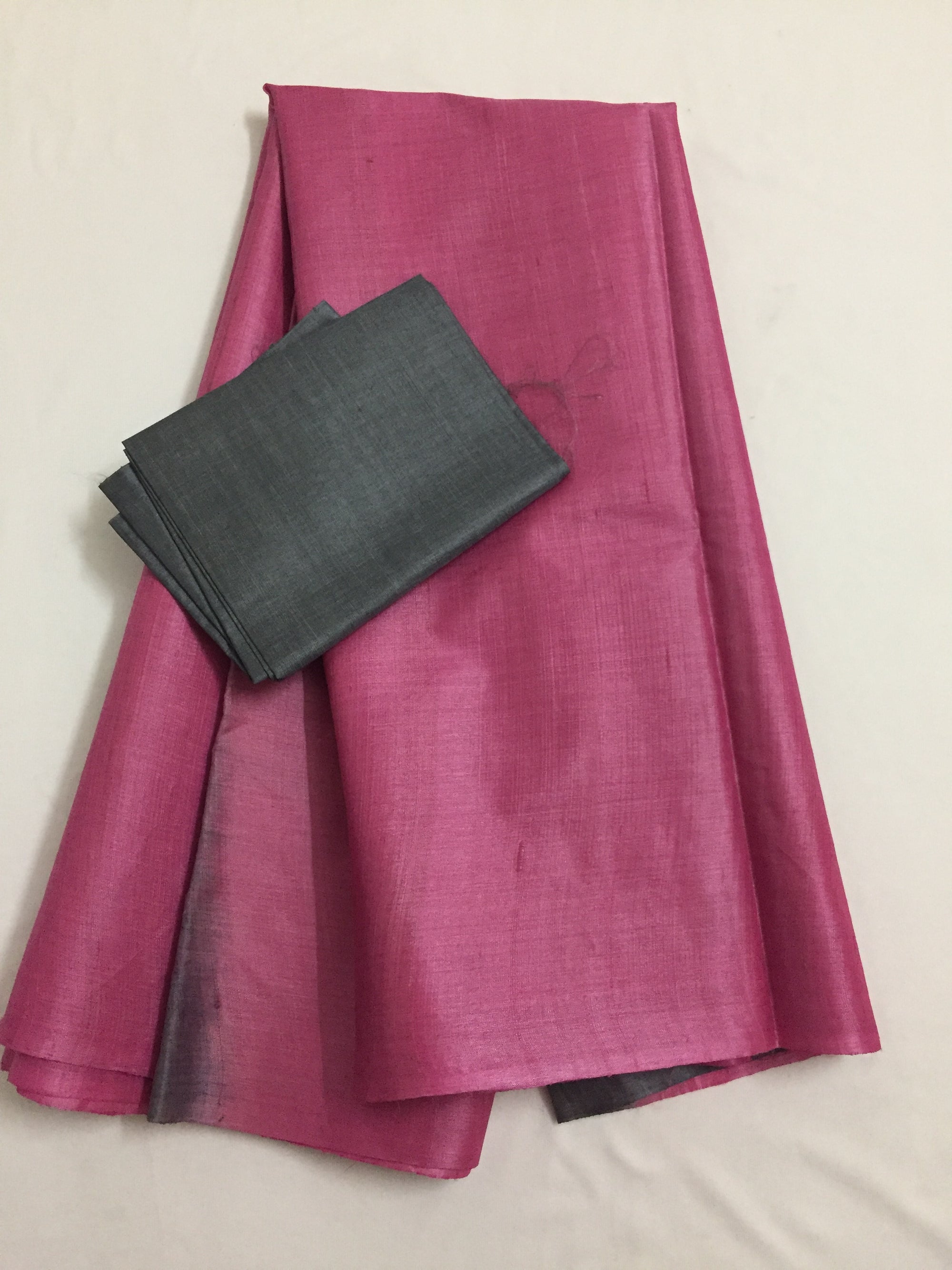 Handloom pure tussar silk saree with contrast blouse