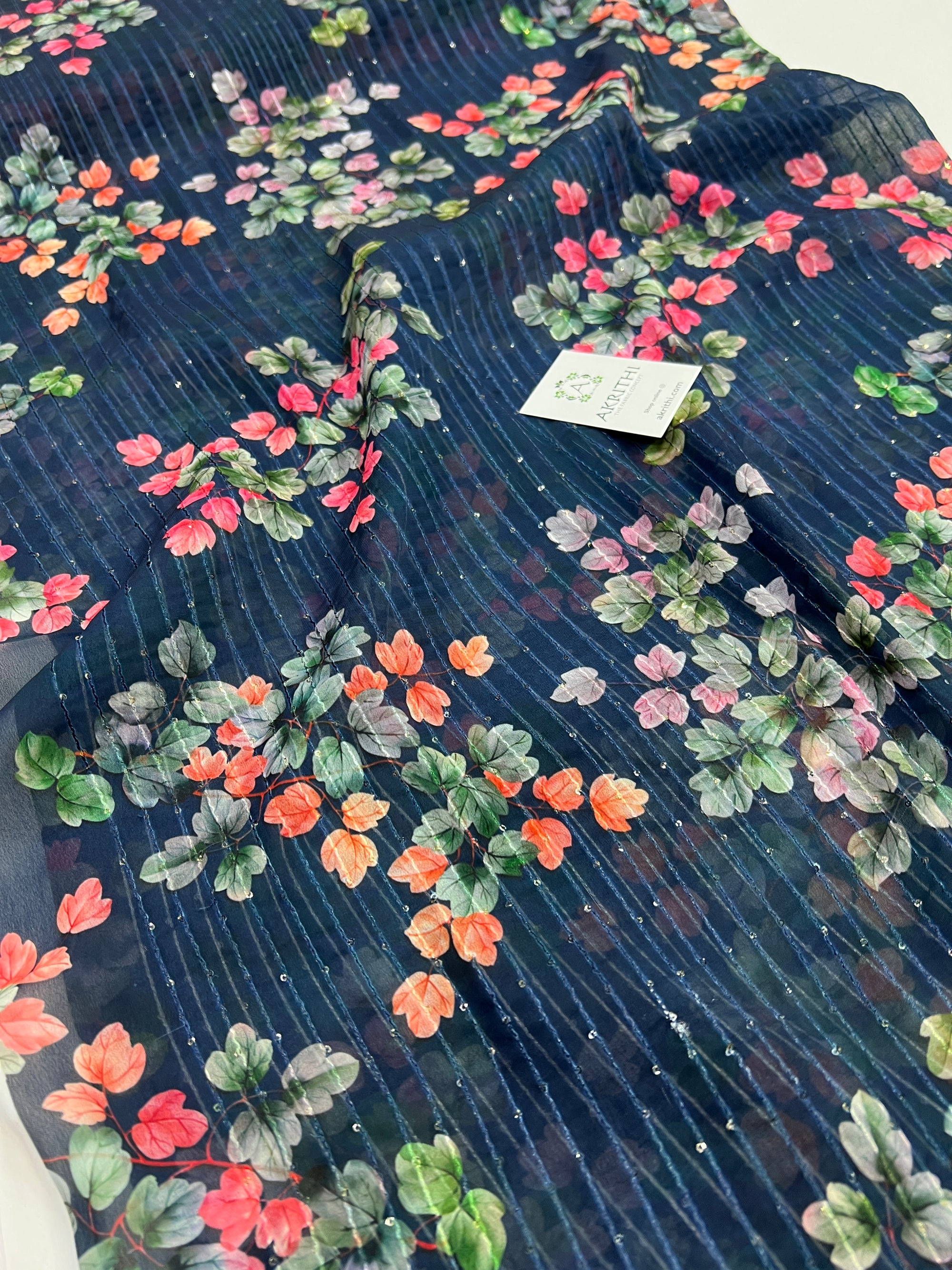 Digital printed georgette fabric with sequins work