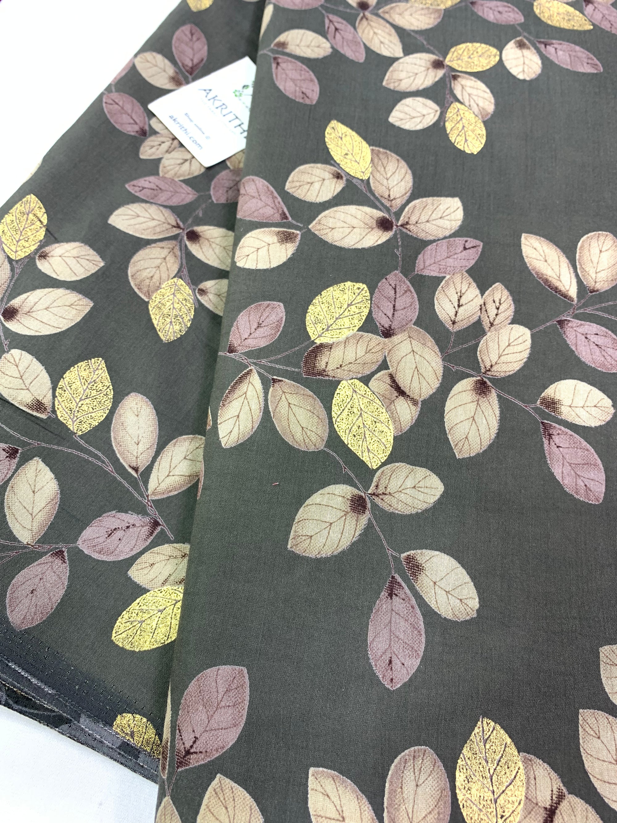 Digital printed silk fabric with foil