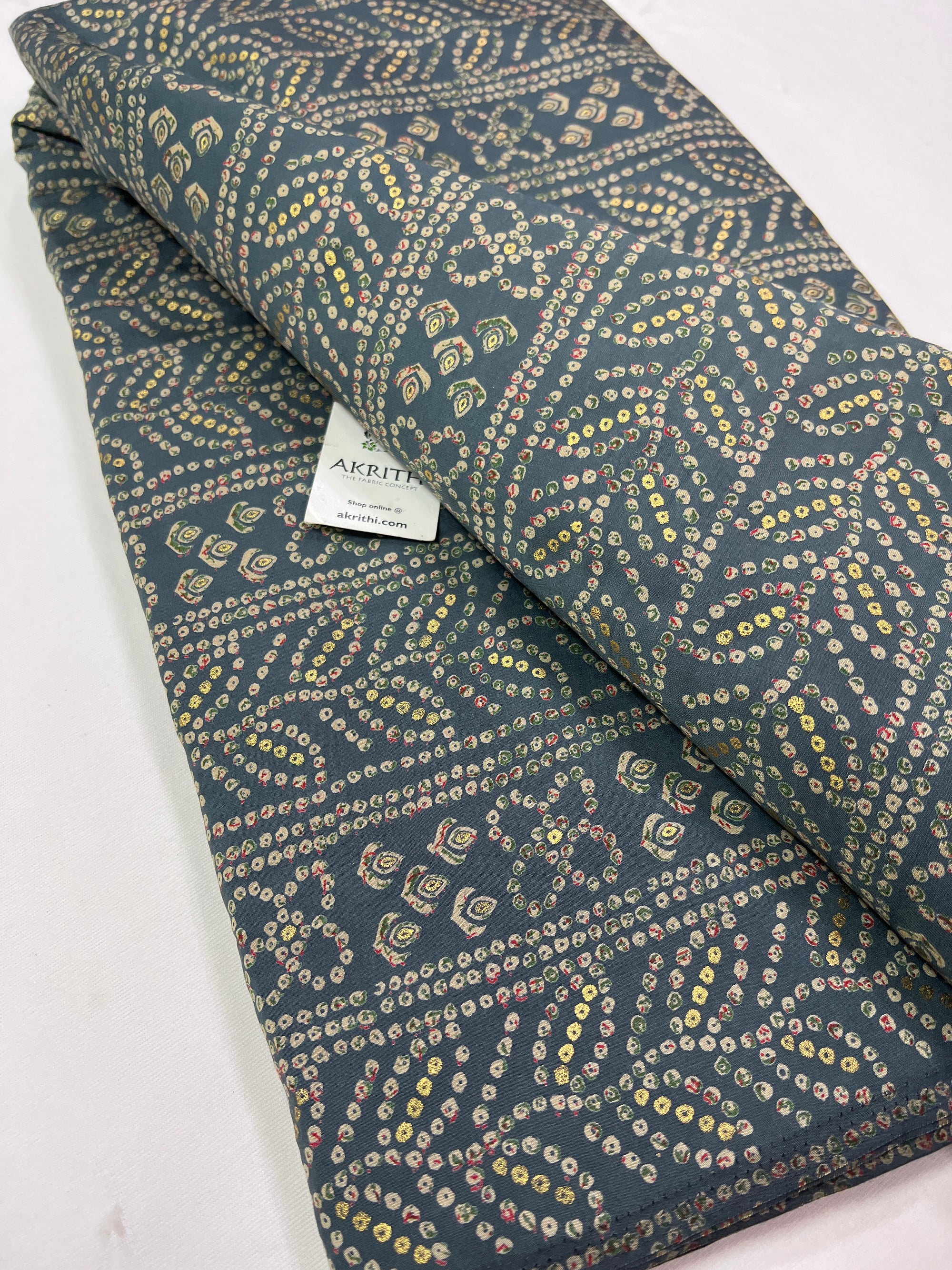 Digital printed silk fabric with foil
