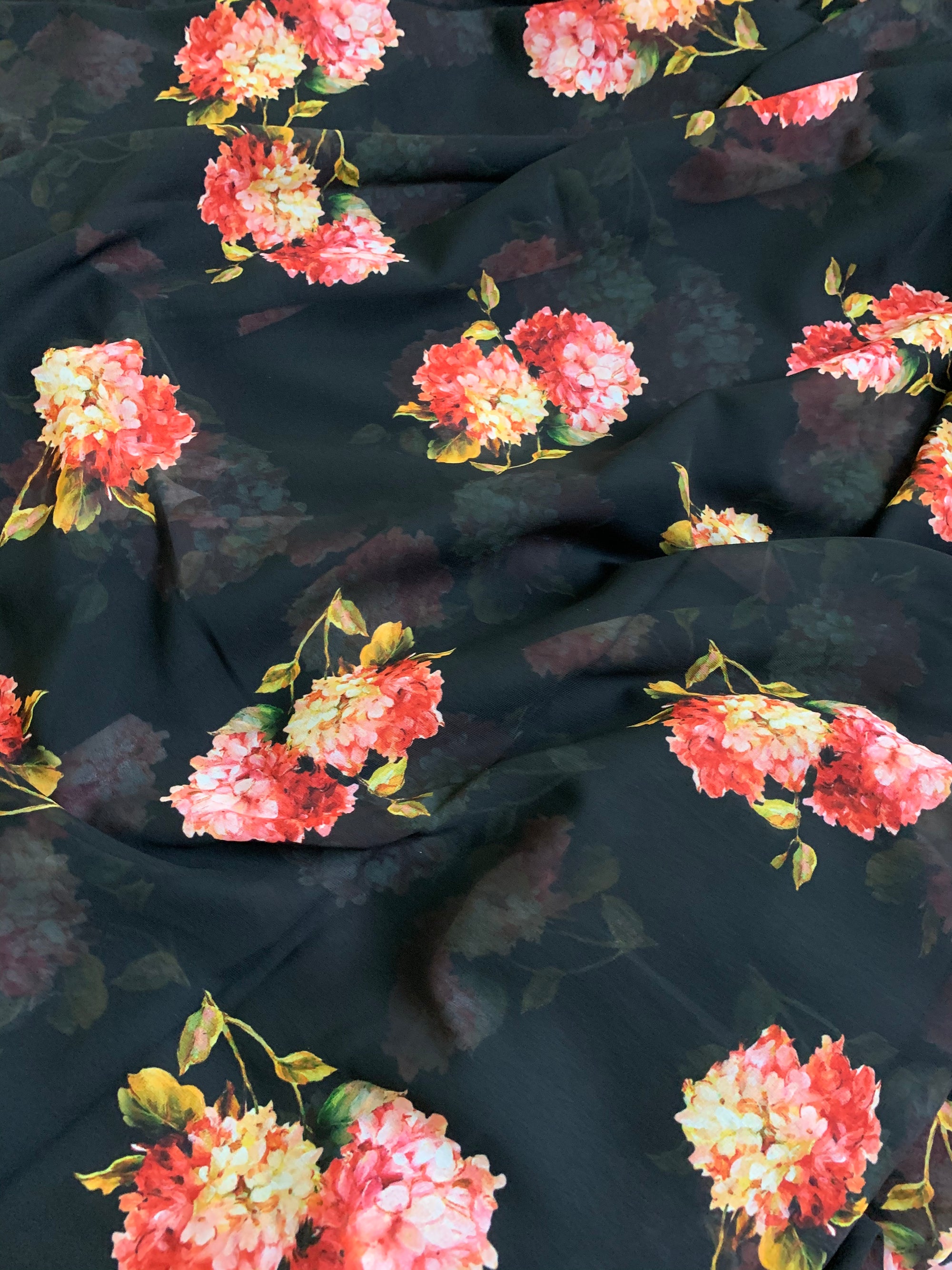 Digital floral Printed georgette fabric 90 cms cut
