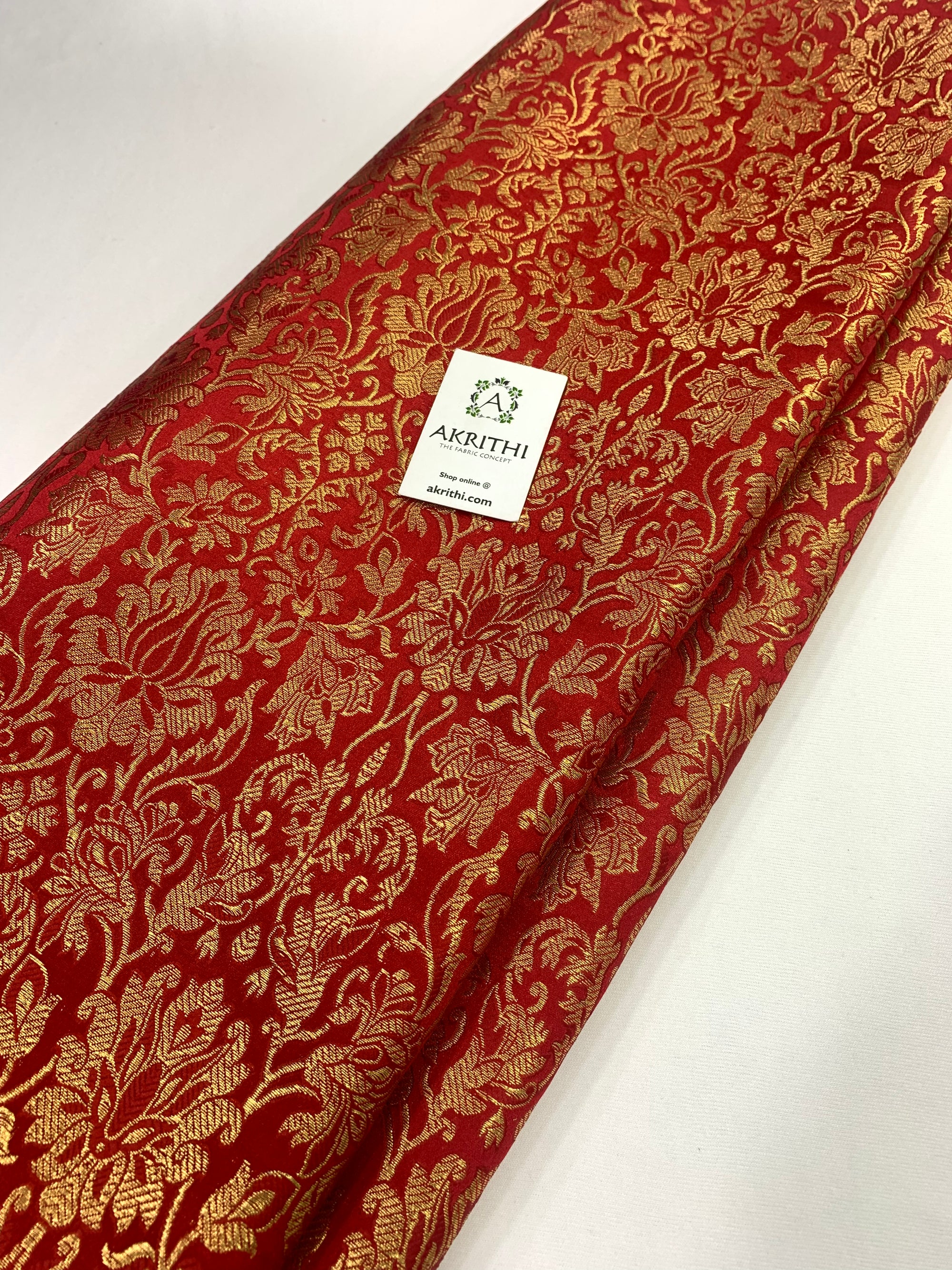Banarasi brocade fabric red