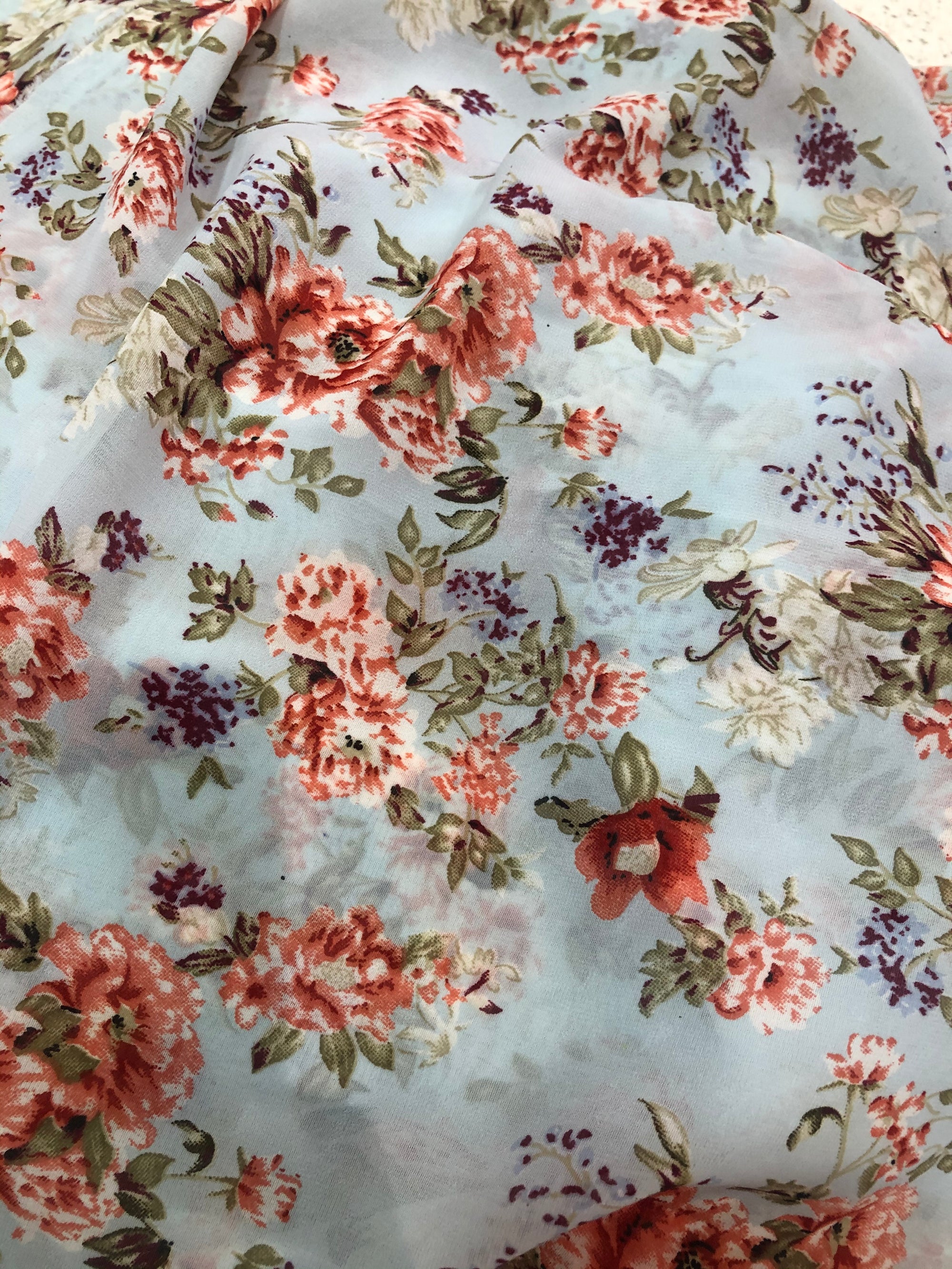 Digital floral Printed georgette fabric 50 cms cut