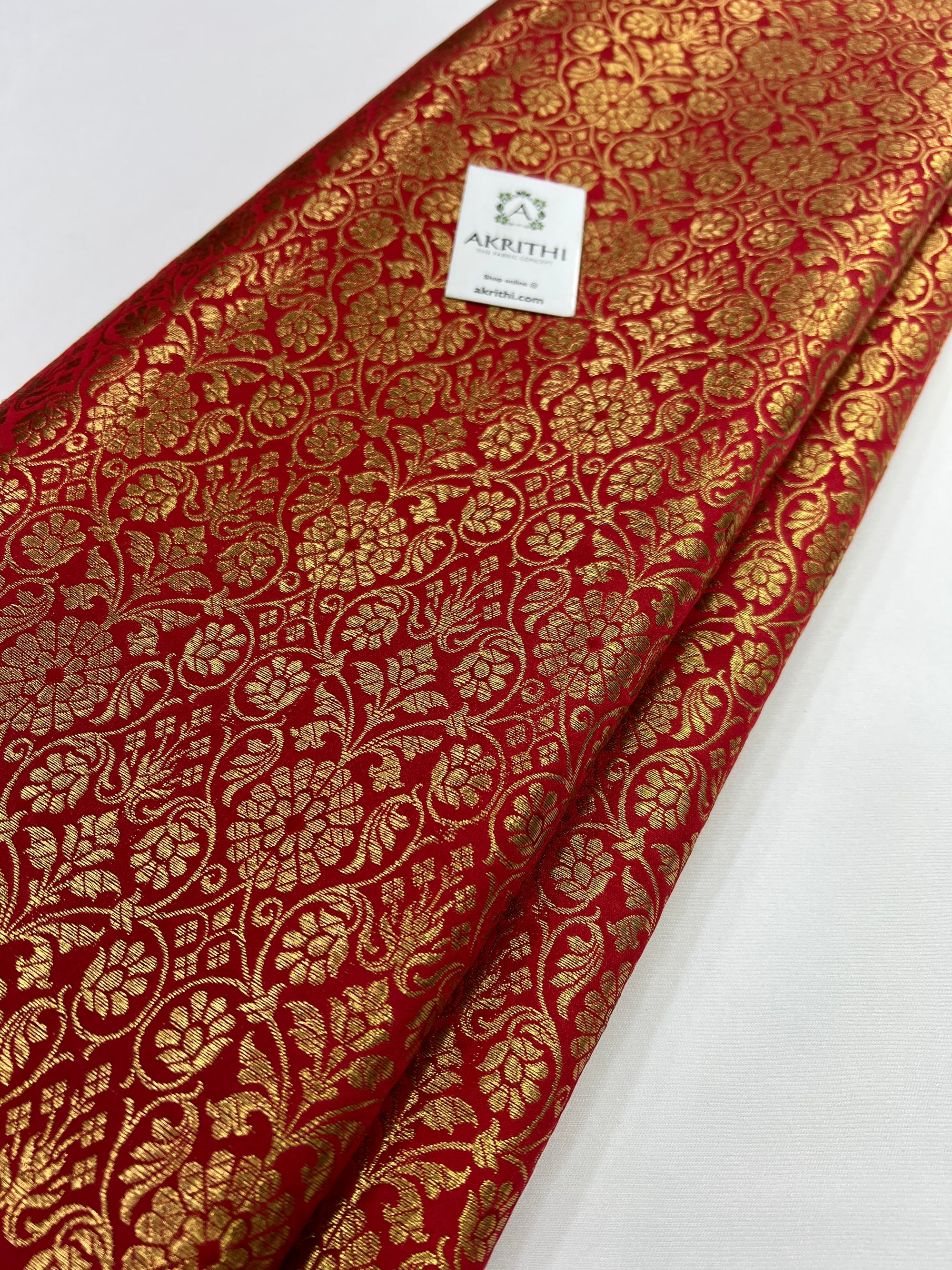 Banarasi brocade fabric red