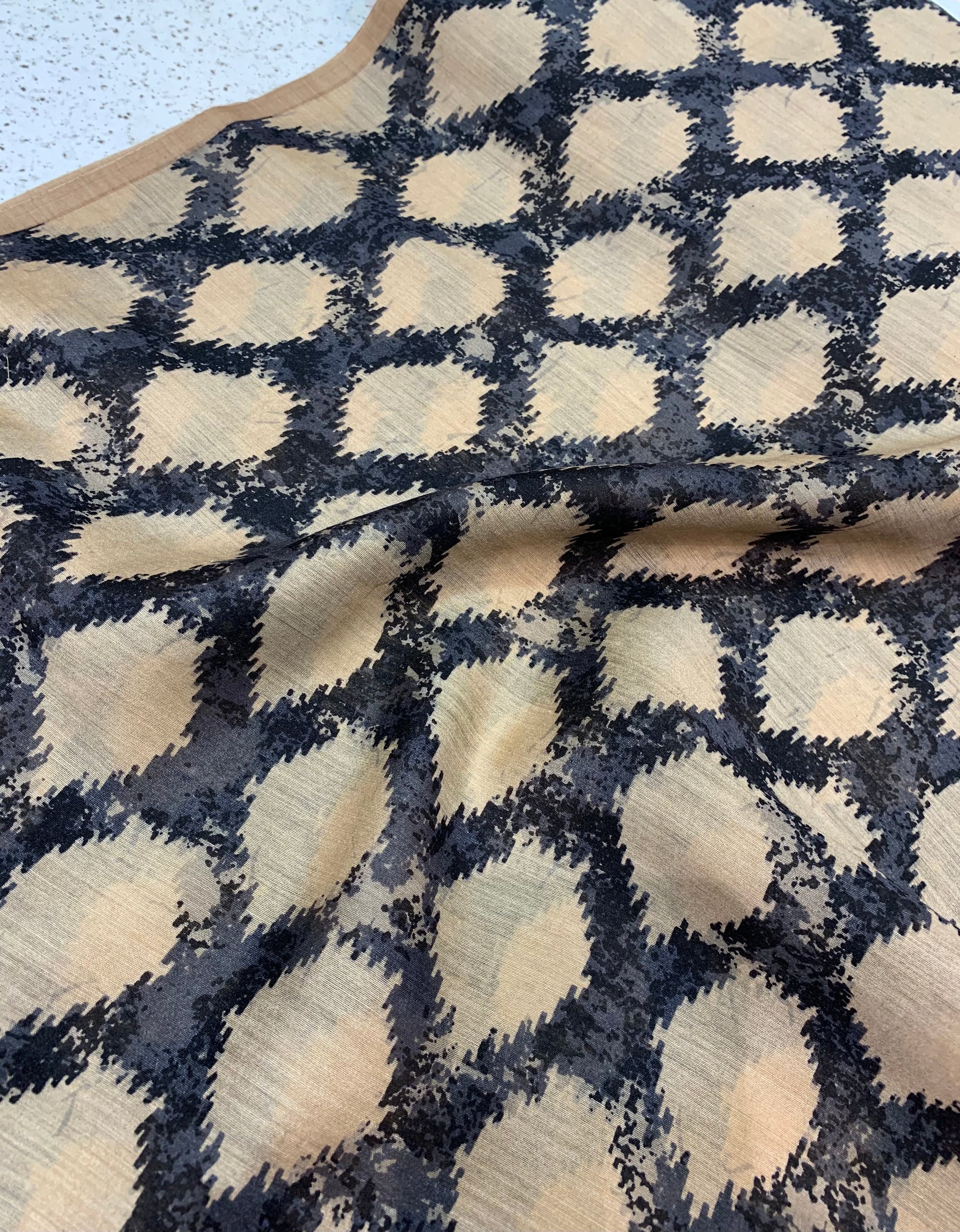 Printed handloom pure munga silk fabric