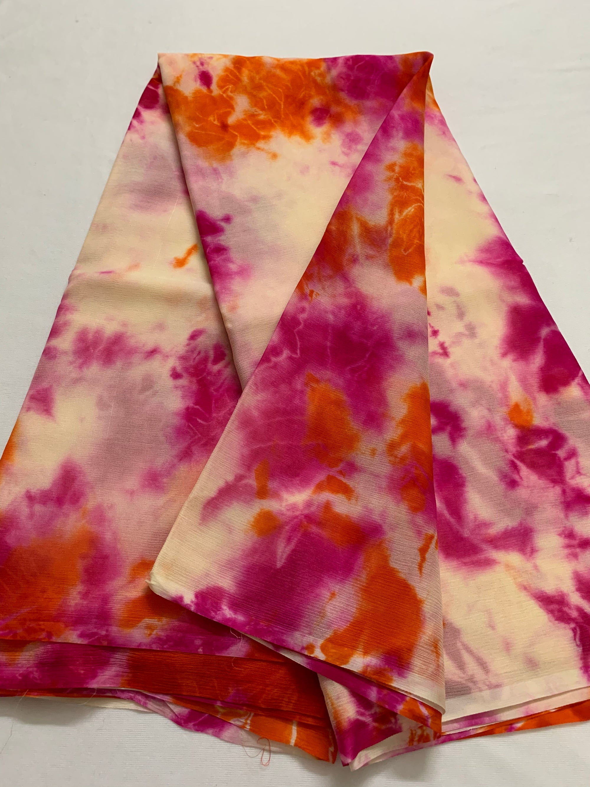 PURE SILK PLATINUM CHIFFON SHIBORI TIE AND DYE SAREE