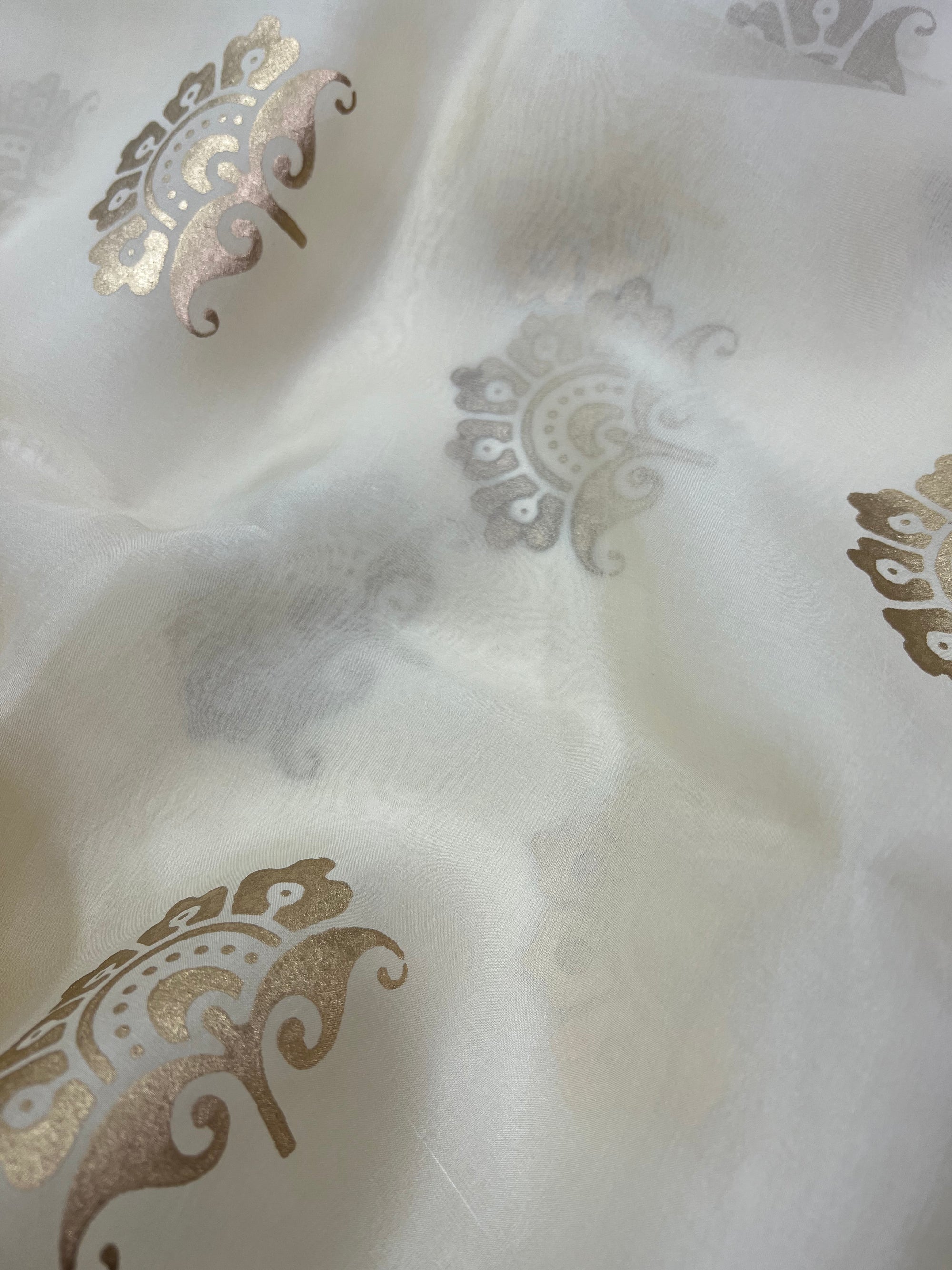 BLOCK PRINTED PURE SILK ORGANZA SAREE