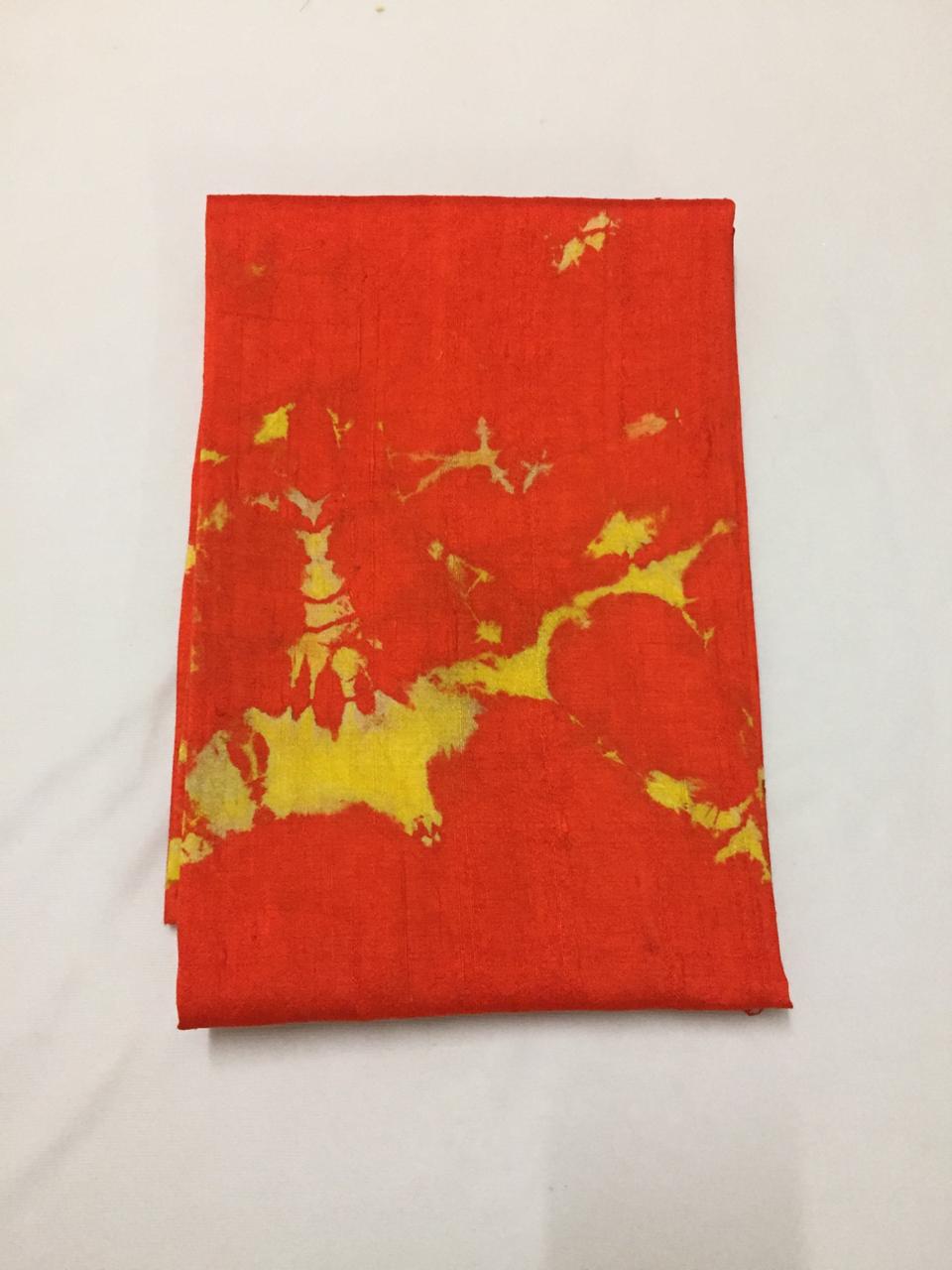 Shibori tie and dye pure raw silk fabric