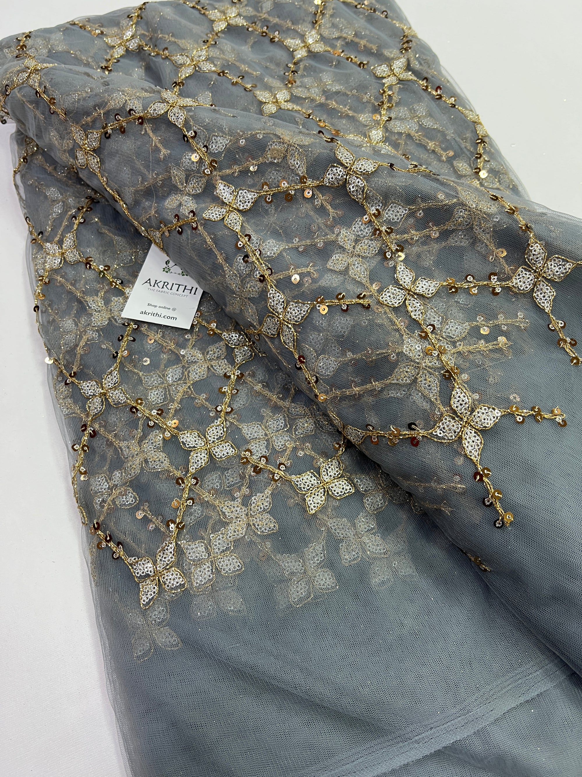 Embroidery on net fabric
