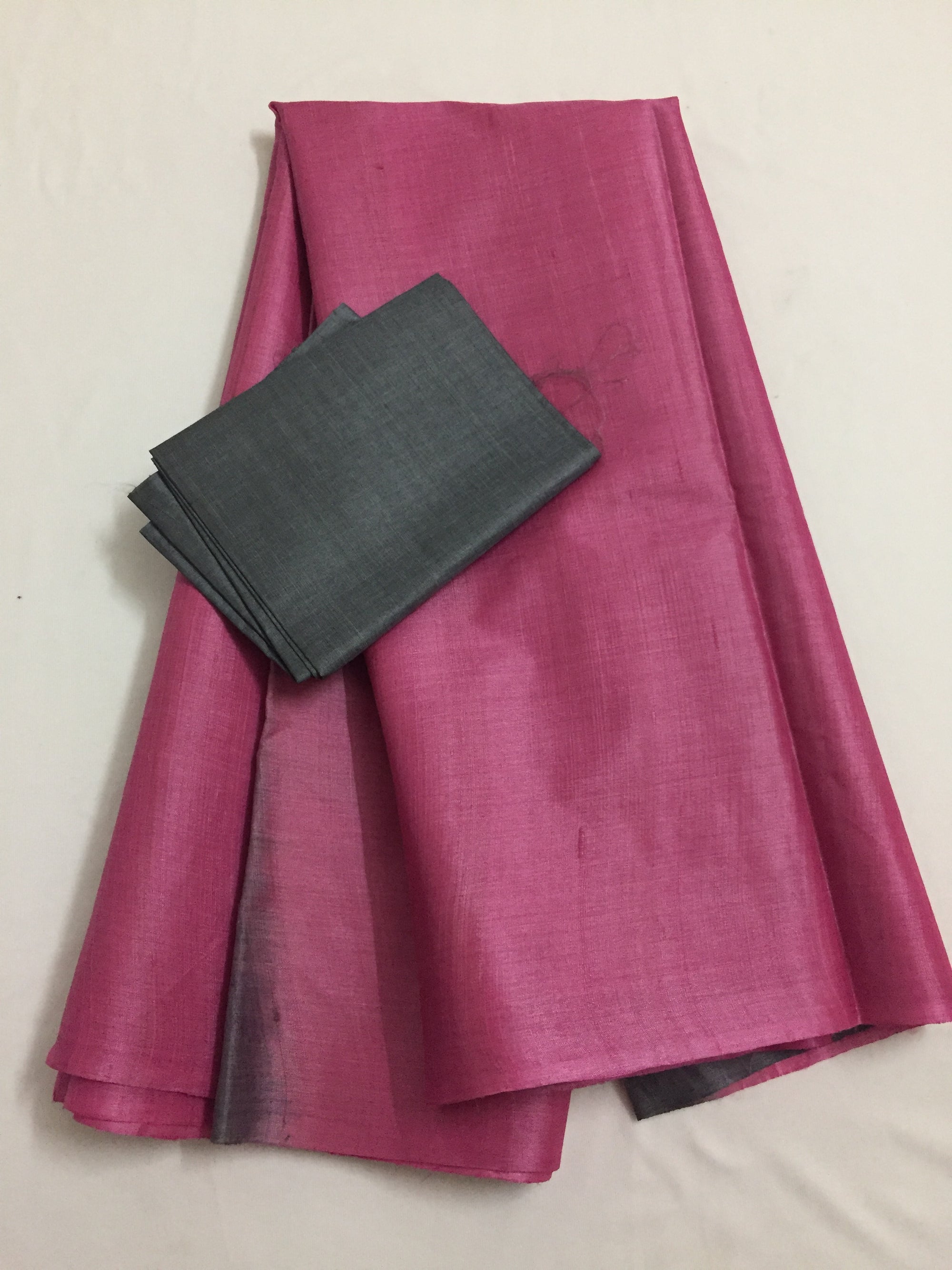 Handloom pure tussar silk saree with contrast blouse