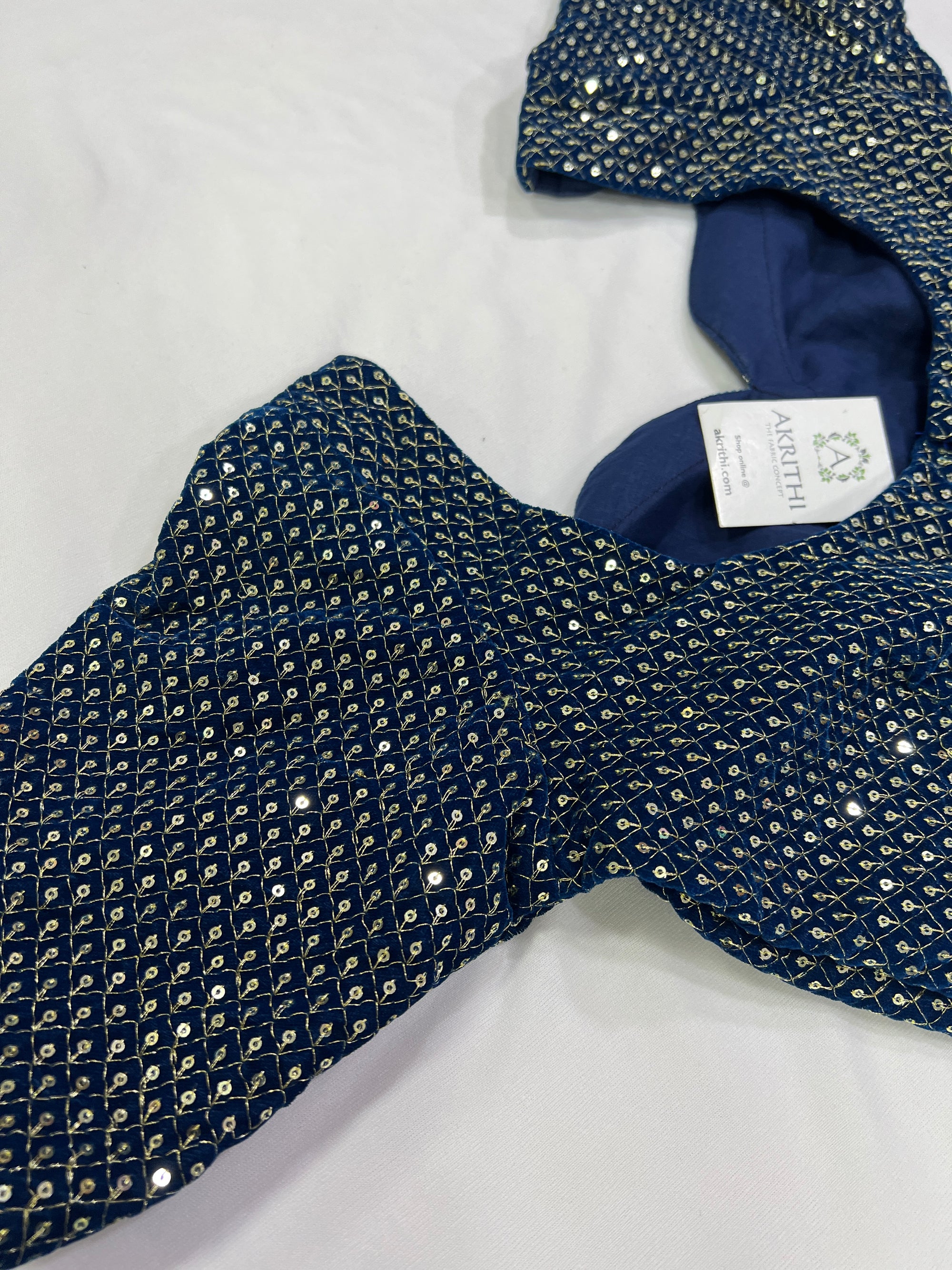 Embroidered velvet blouse