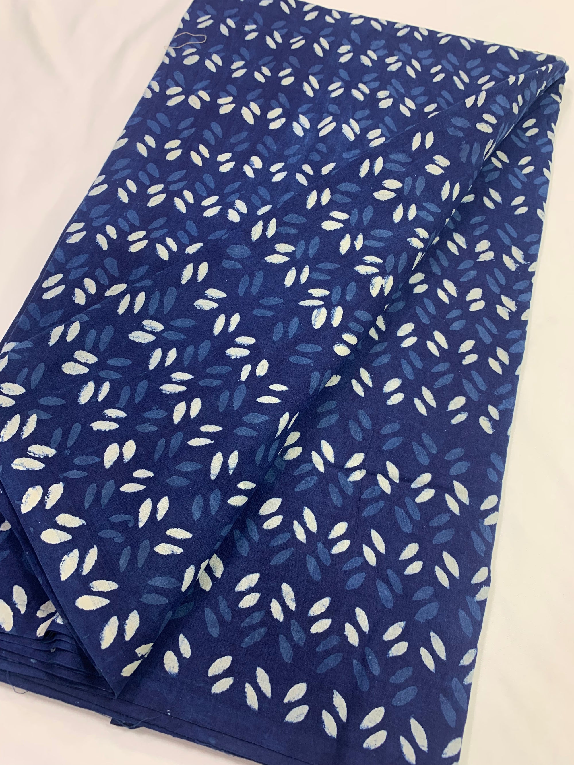 Indigo hand block pure cotton fabric 40 cms cut