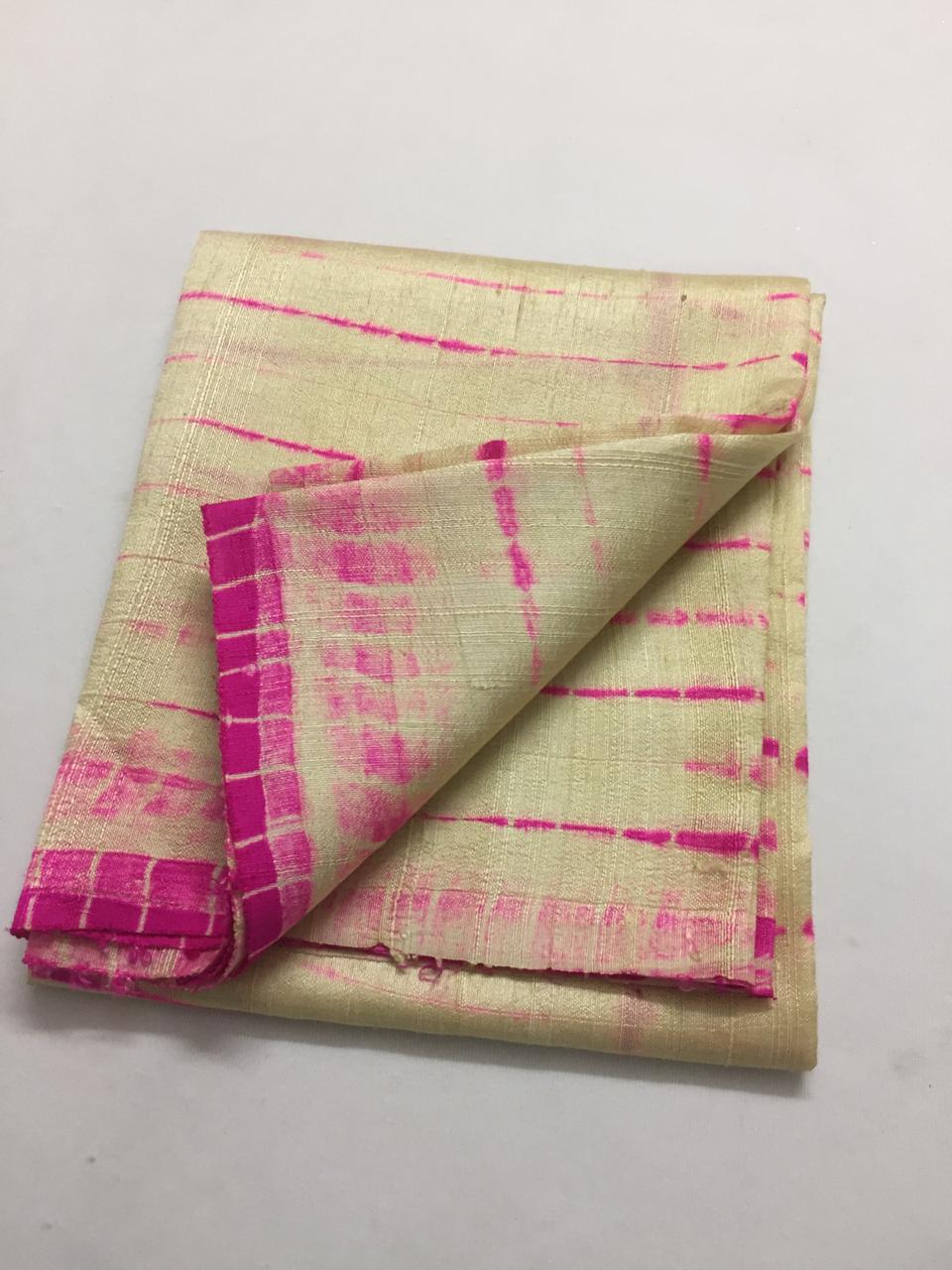 Shibori tie and dye pure raw silk fabric