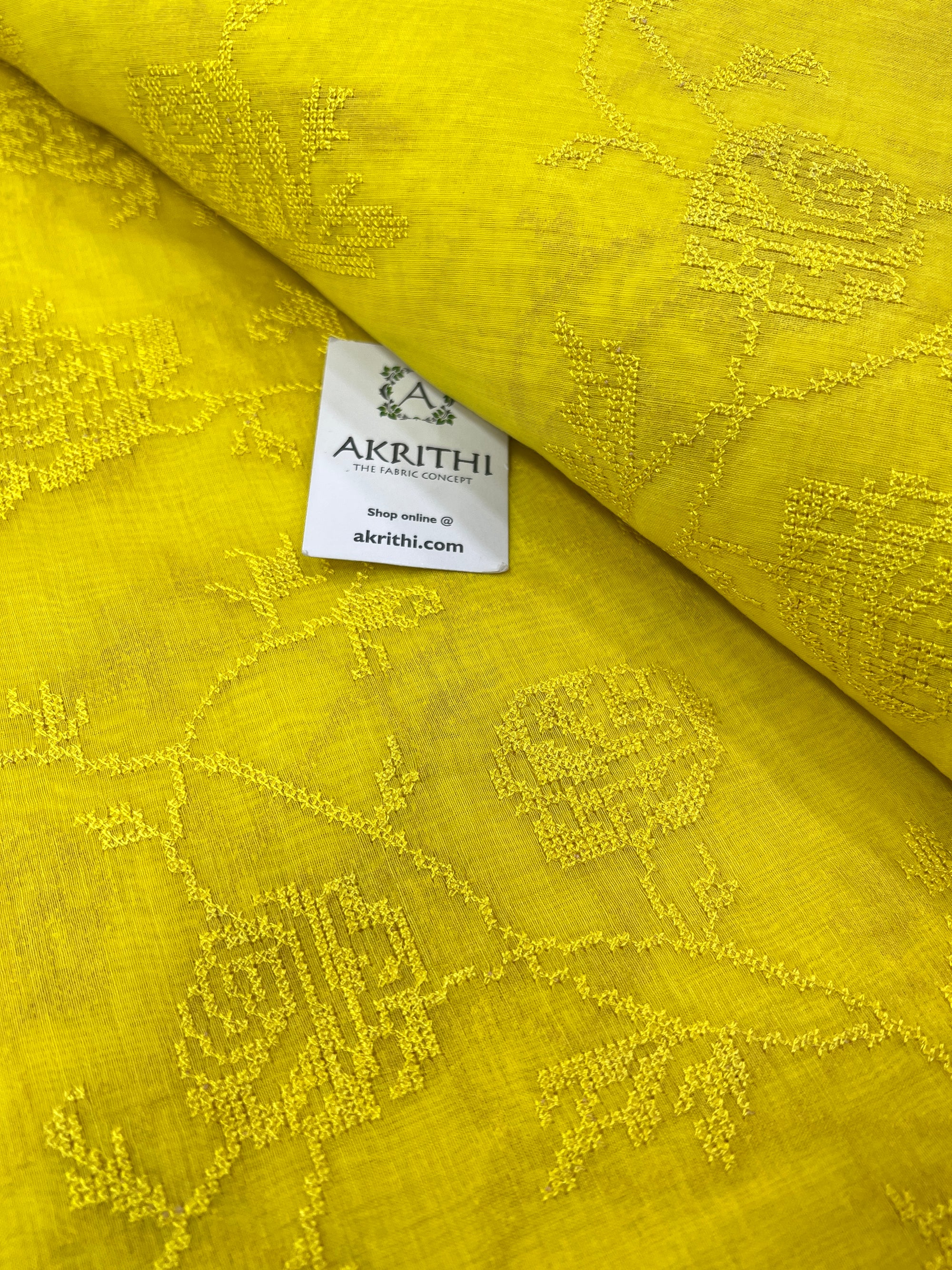 HANDLOOM MUL CHANDERI EMBROIDERED FABRIC