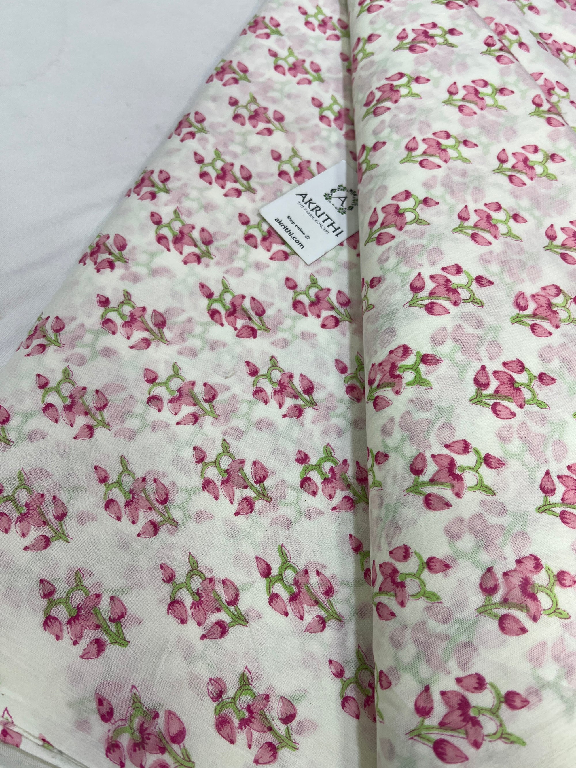 Hand block Printed pure mul cotton fabric