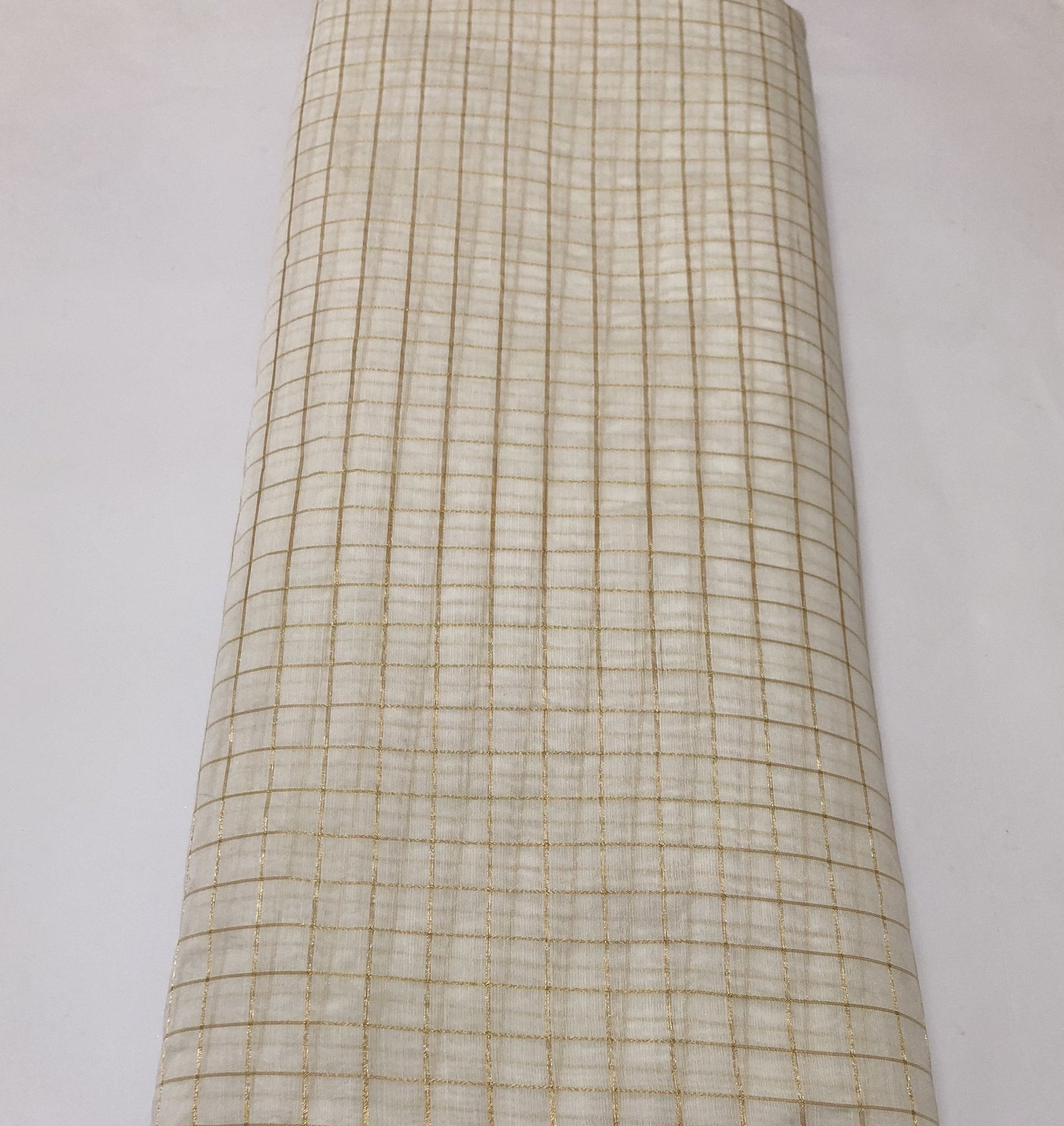 Dyeable Silk cotton with zari checks fabric