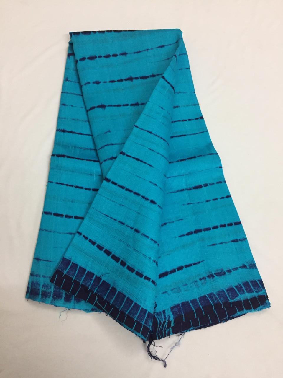 Shibori tie and dye pure raw silk fabric