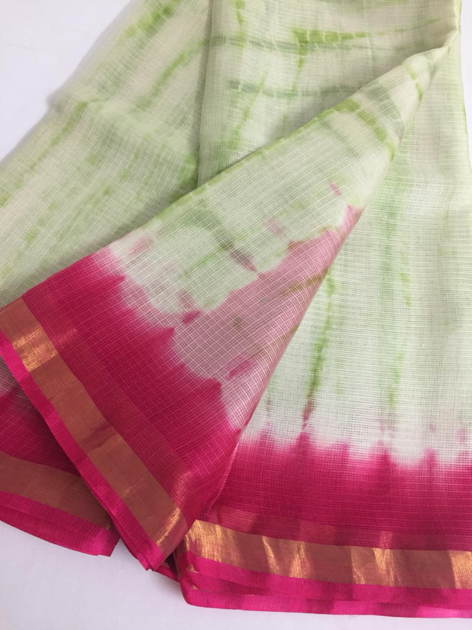 Tie and dye pure kota silk saree