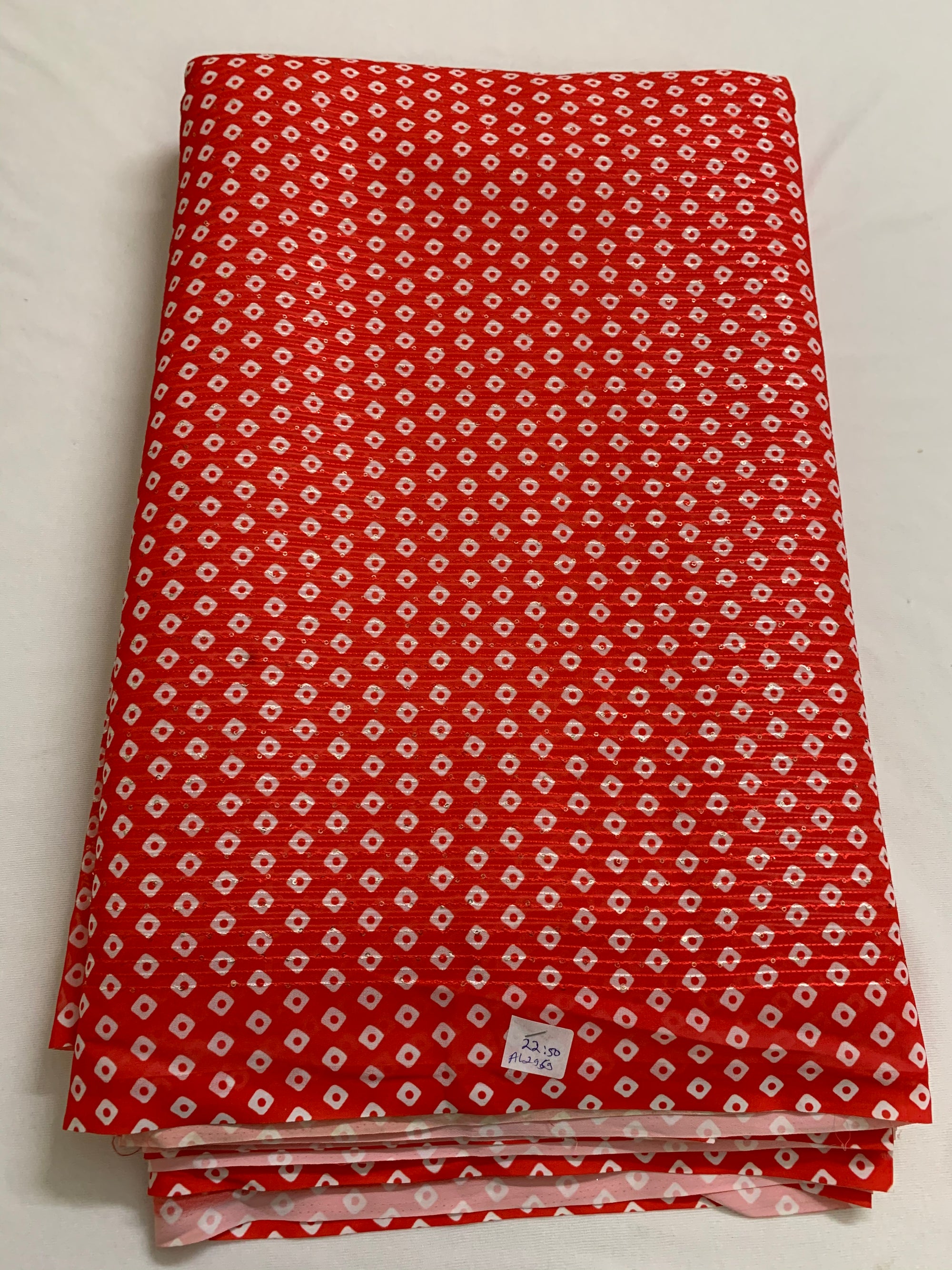 Embroidery on bandhani georgette fabric