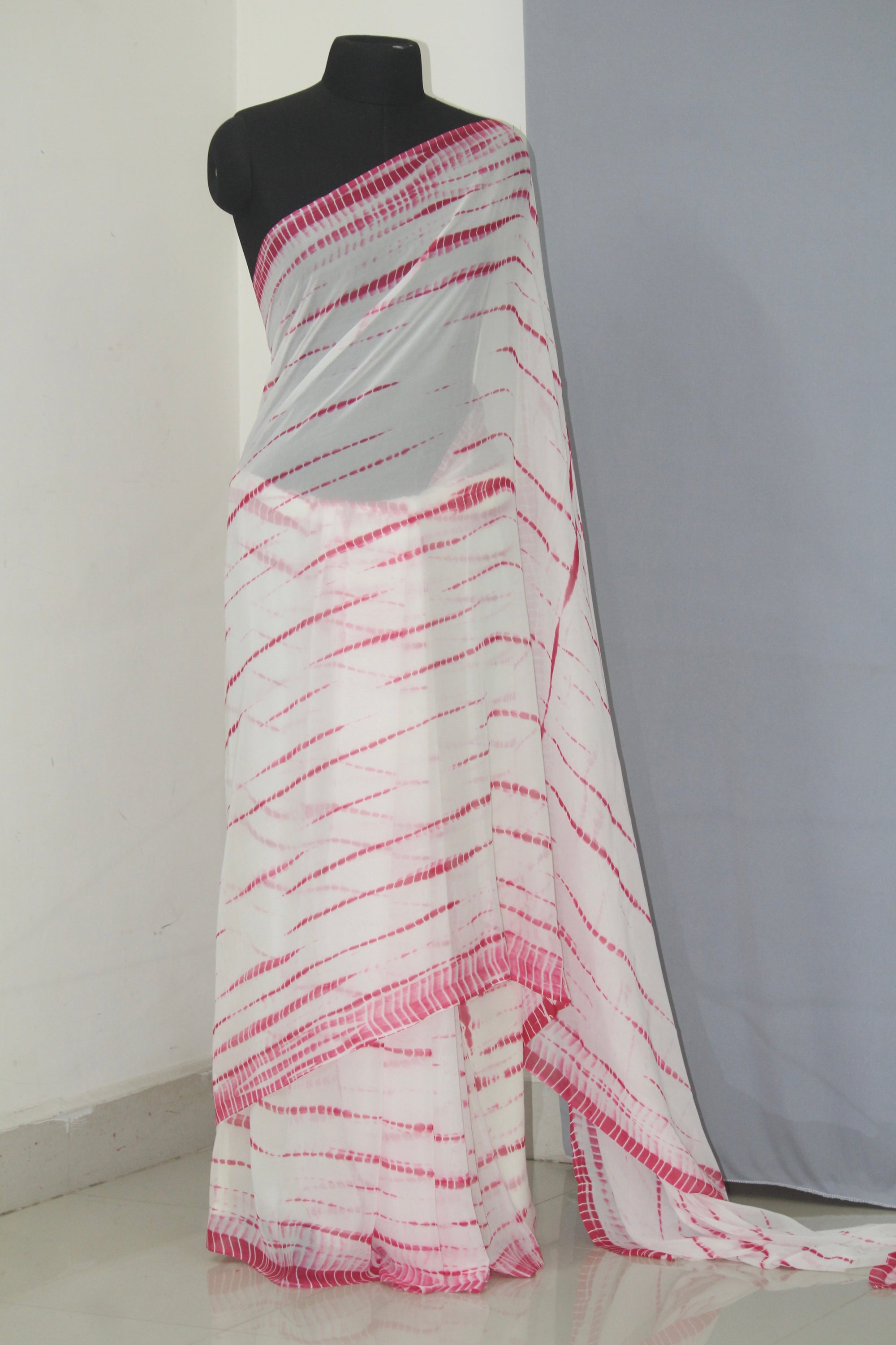 Shibori tie and dye georgette saree