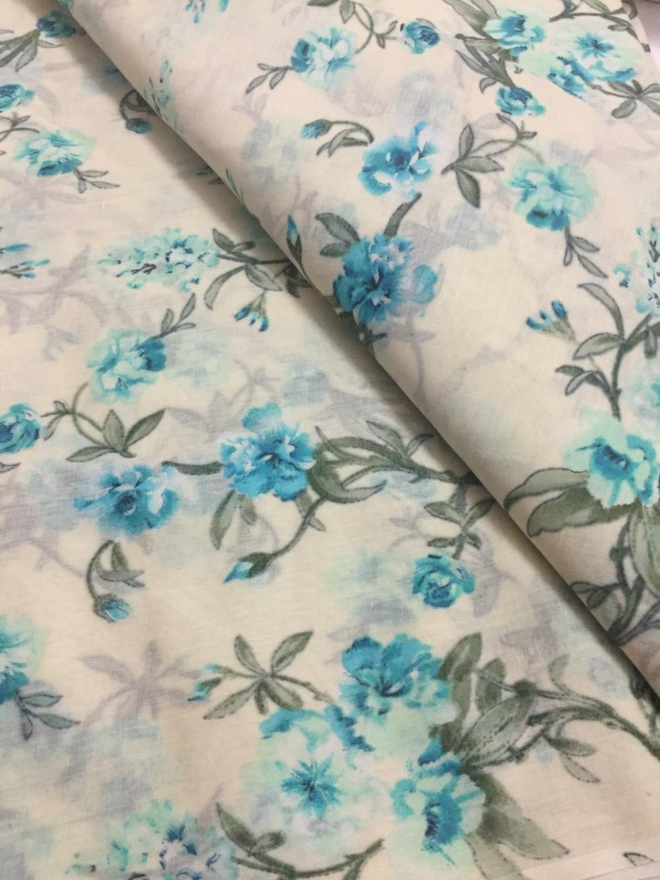 Printed mul cotton fabric