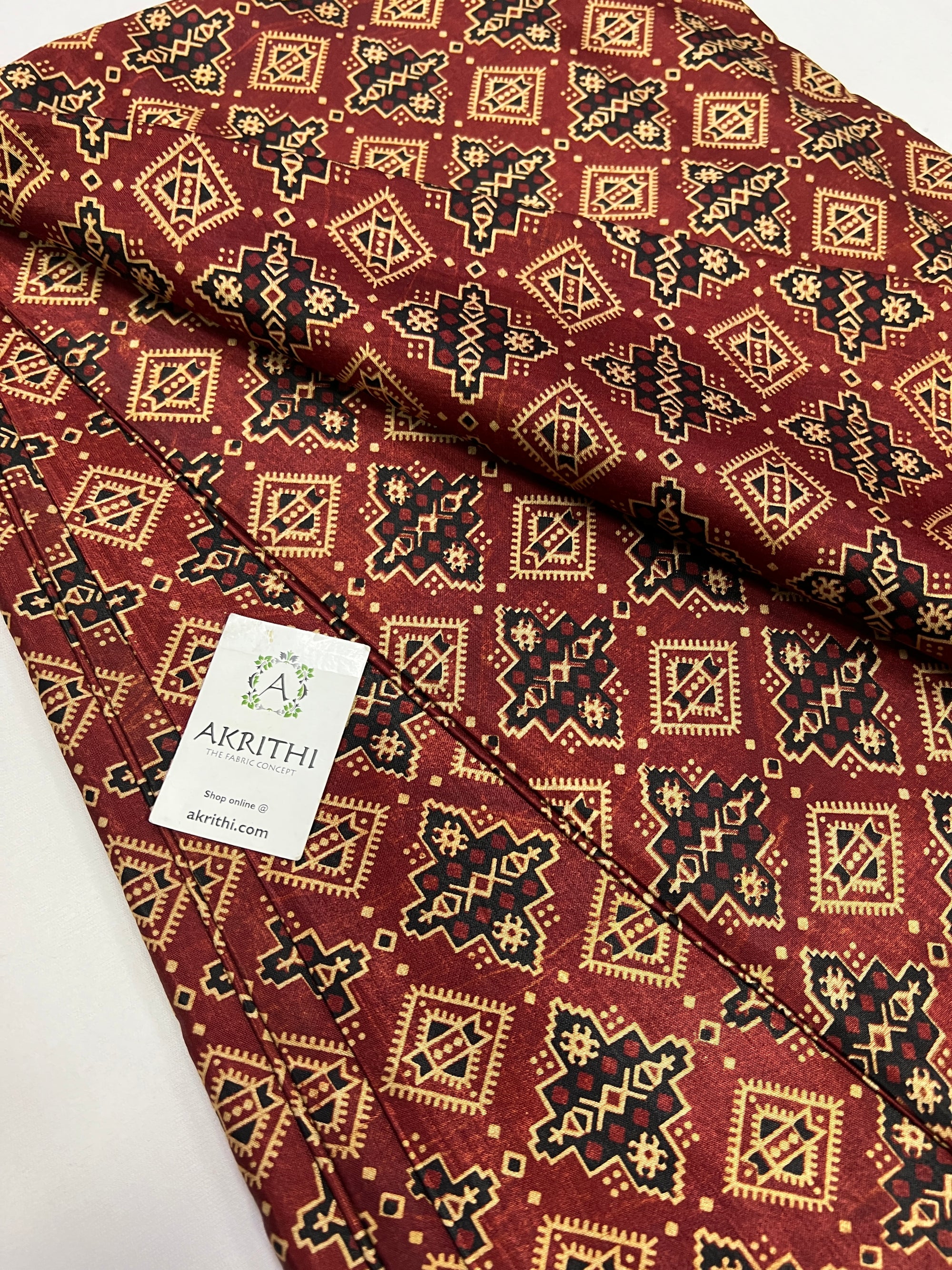 Printed gaji silk fabric