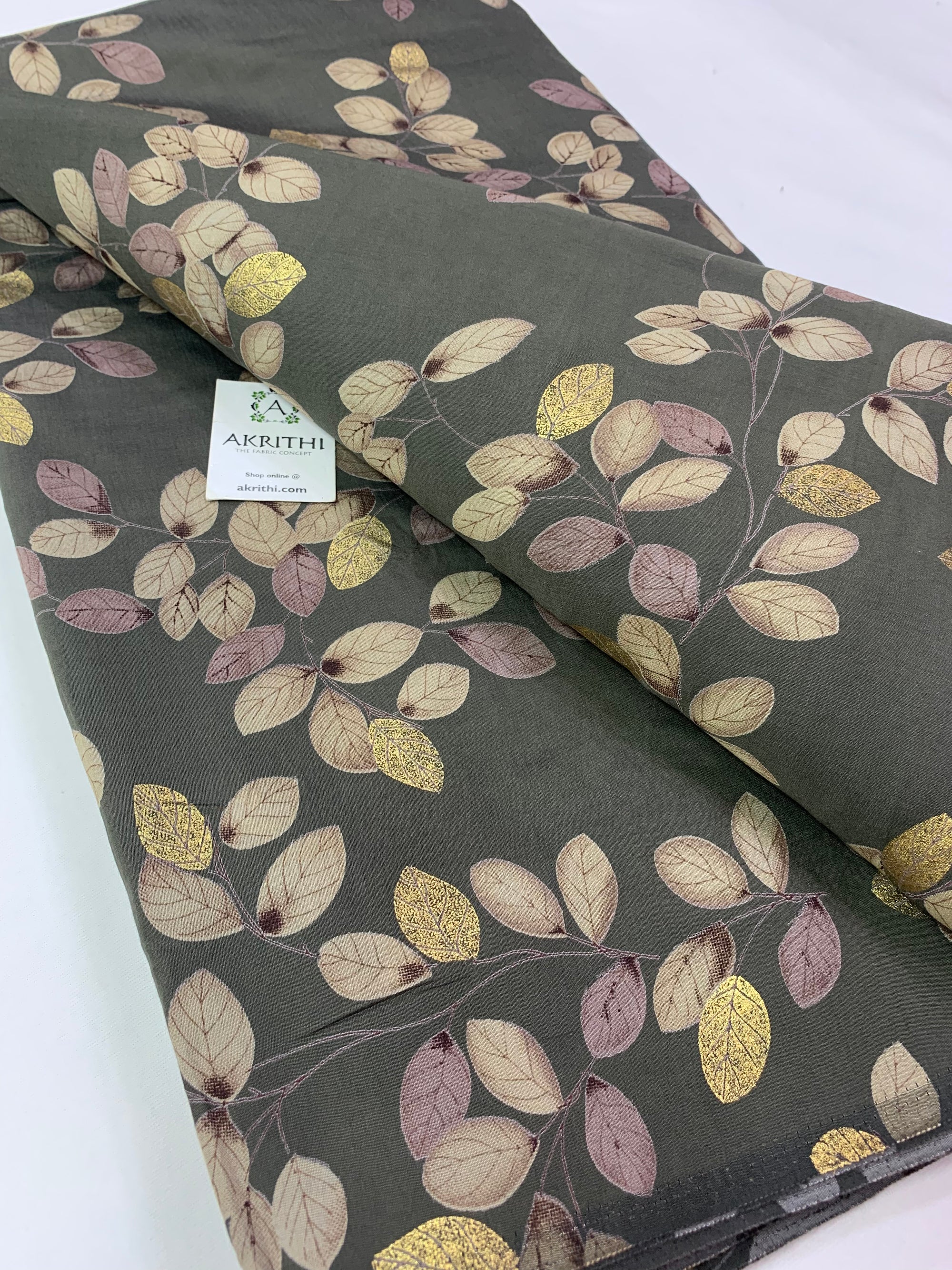 Digital printed silk fabric with foil