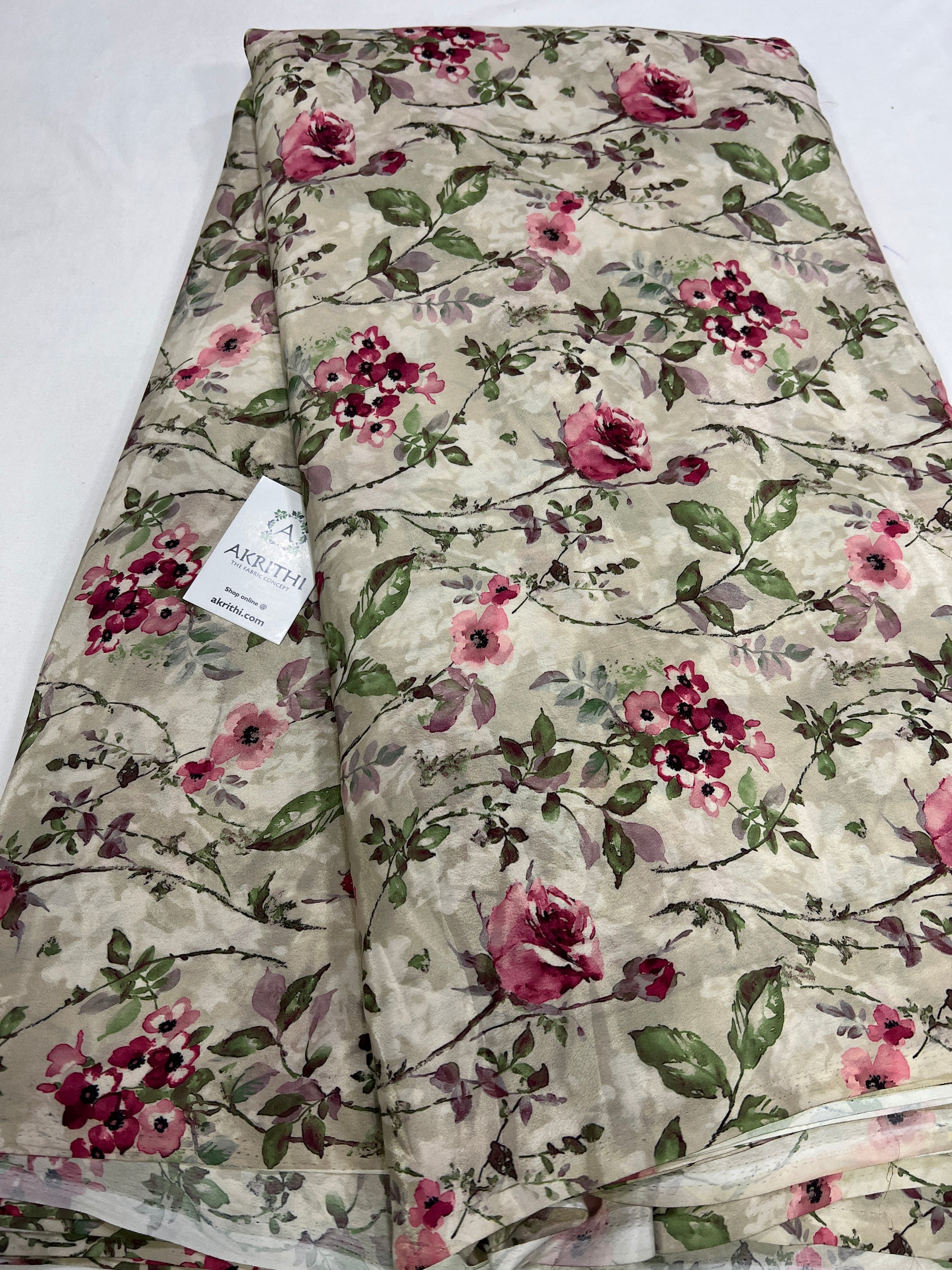 Digital floral printed crepe fabric
