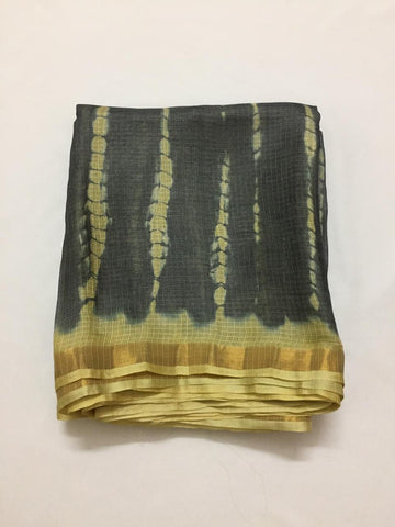 Pure silk Kota tie and dye fabric without zari border