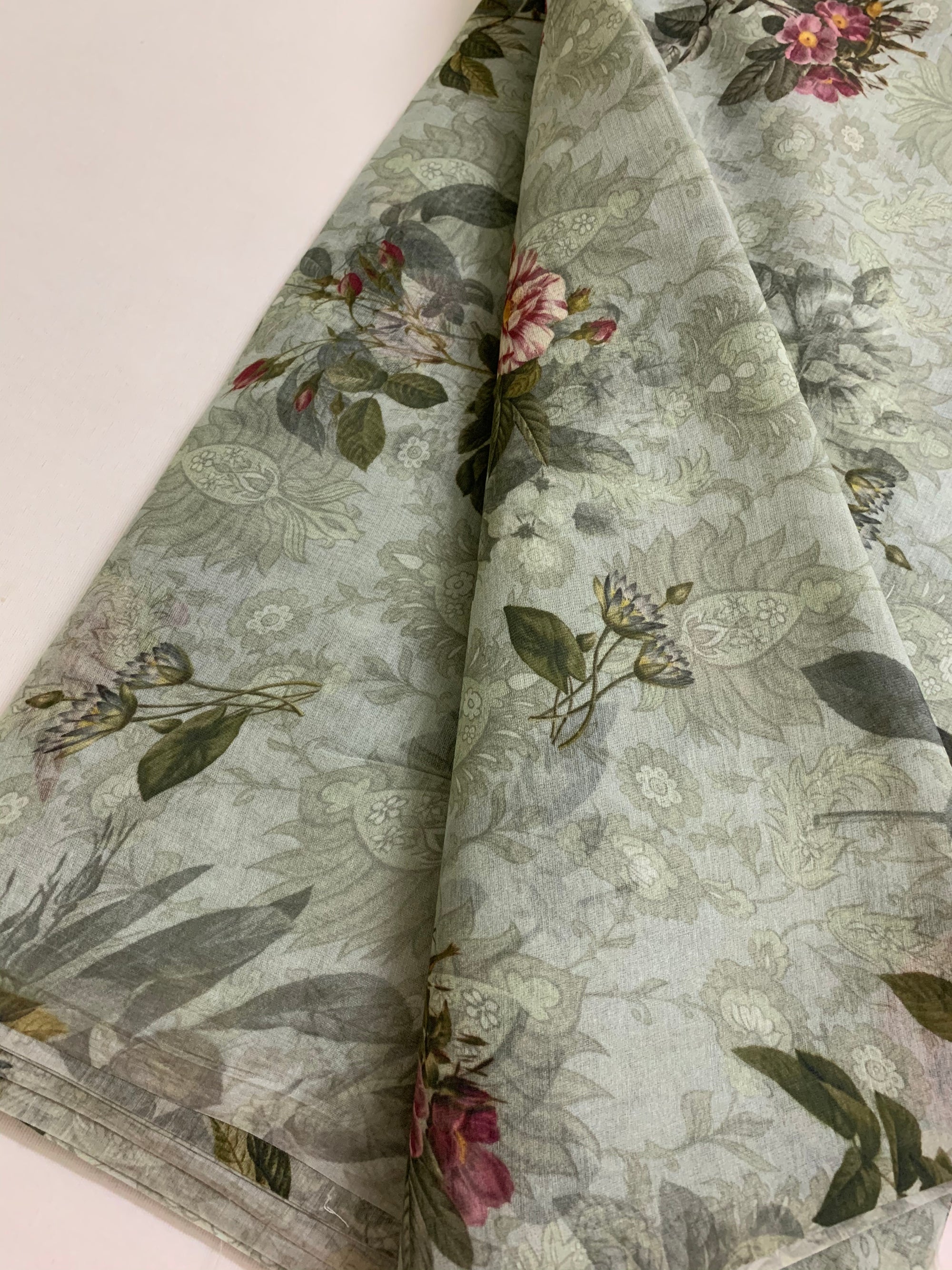 Floral Printed Pure silk cotton fabric