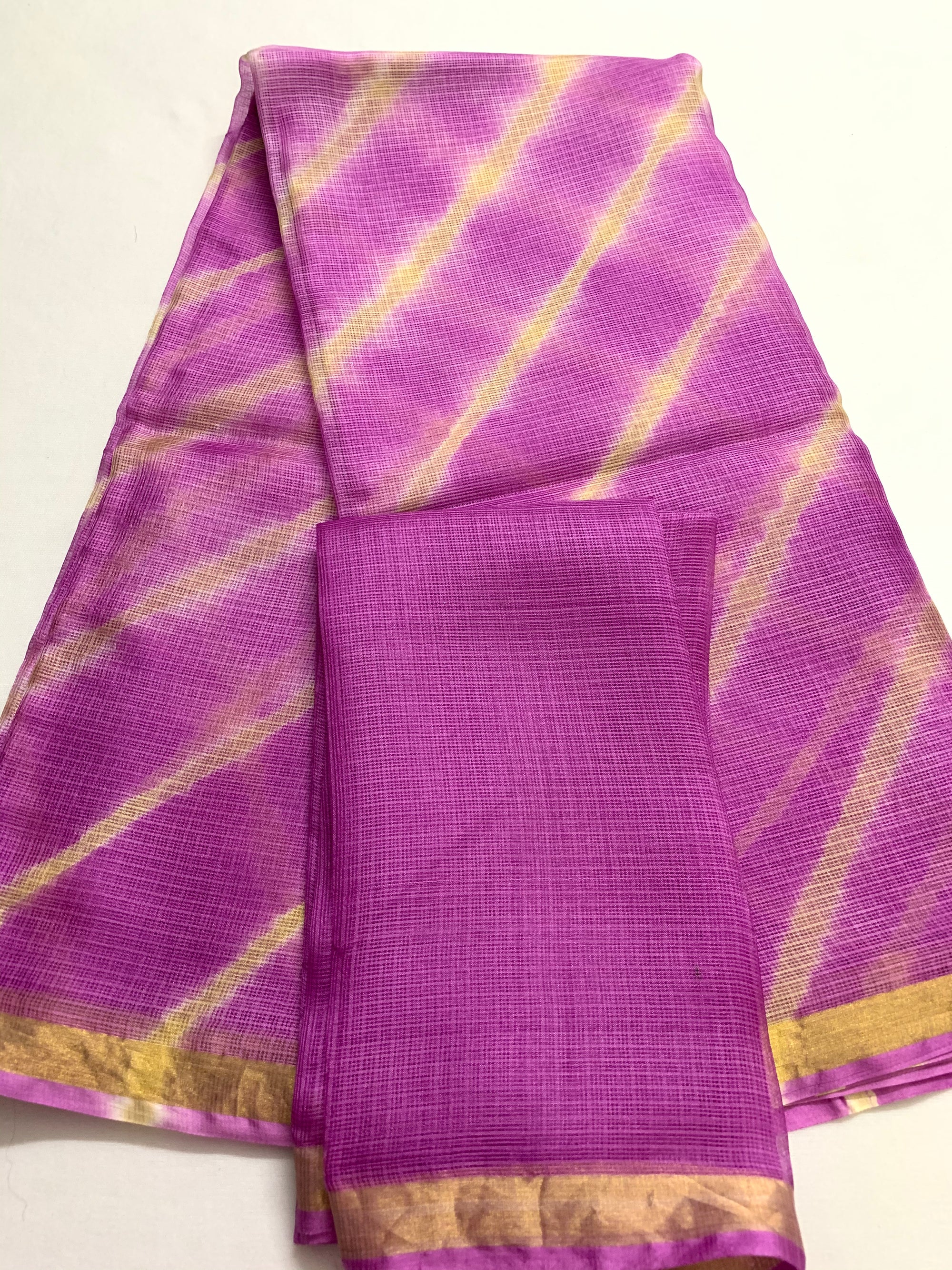 Leheriya lavender colour pure kota silk saree