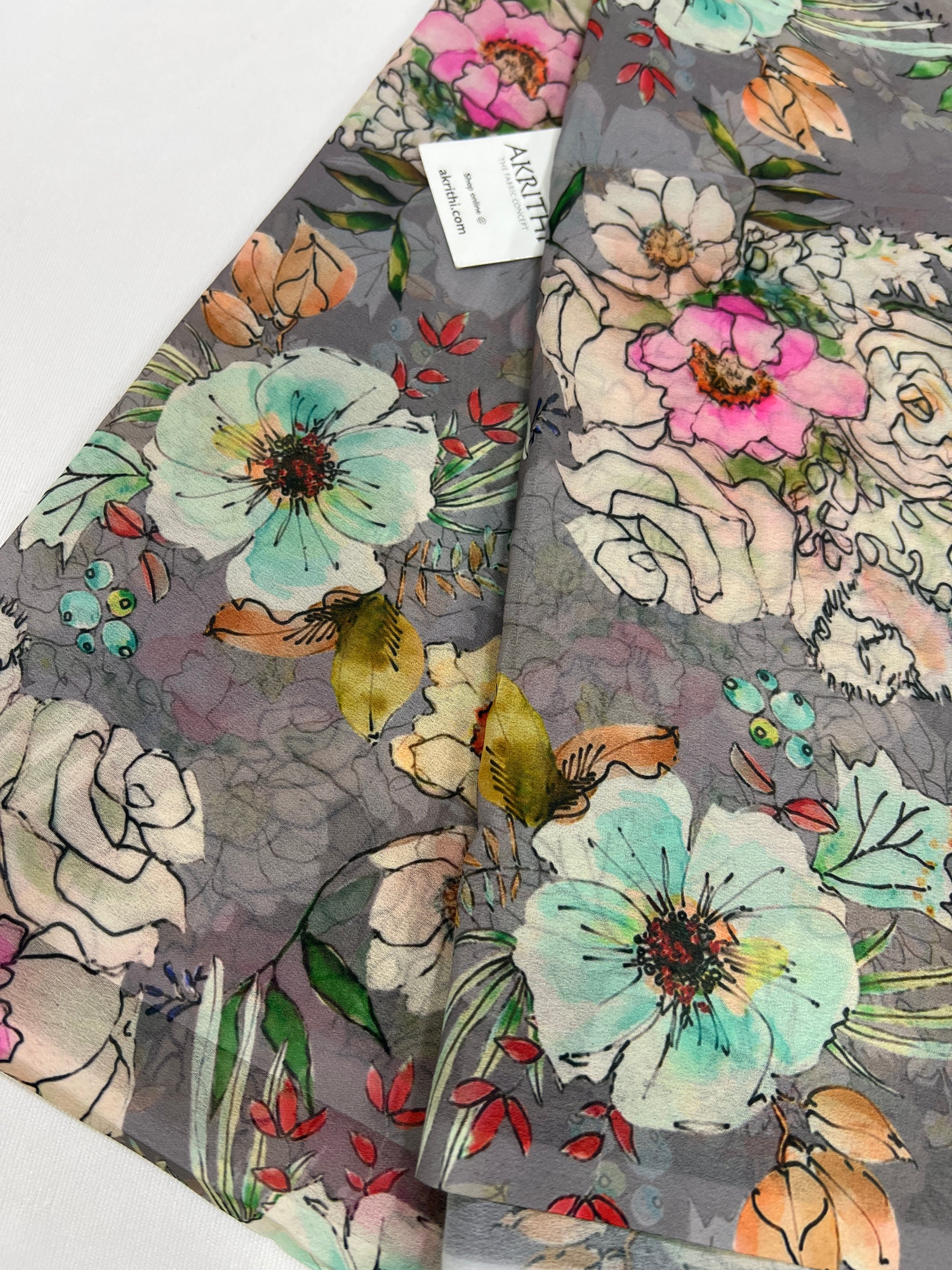 Digital floral printed georgette fabric
