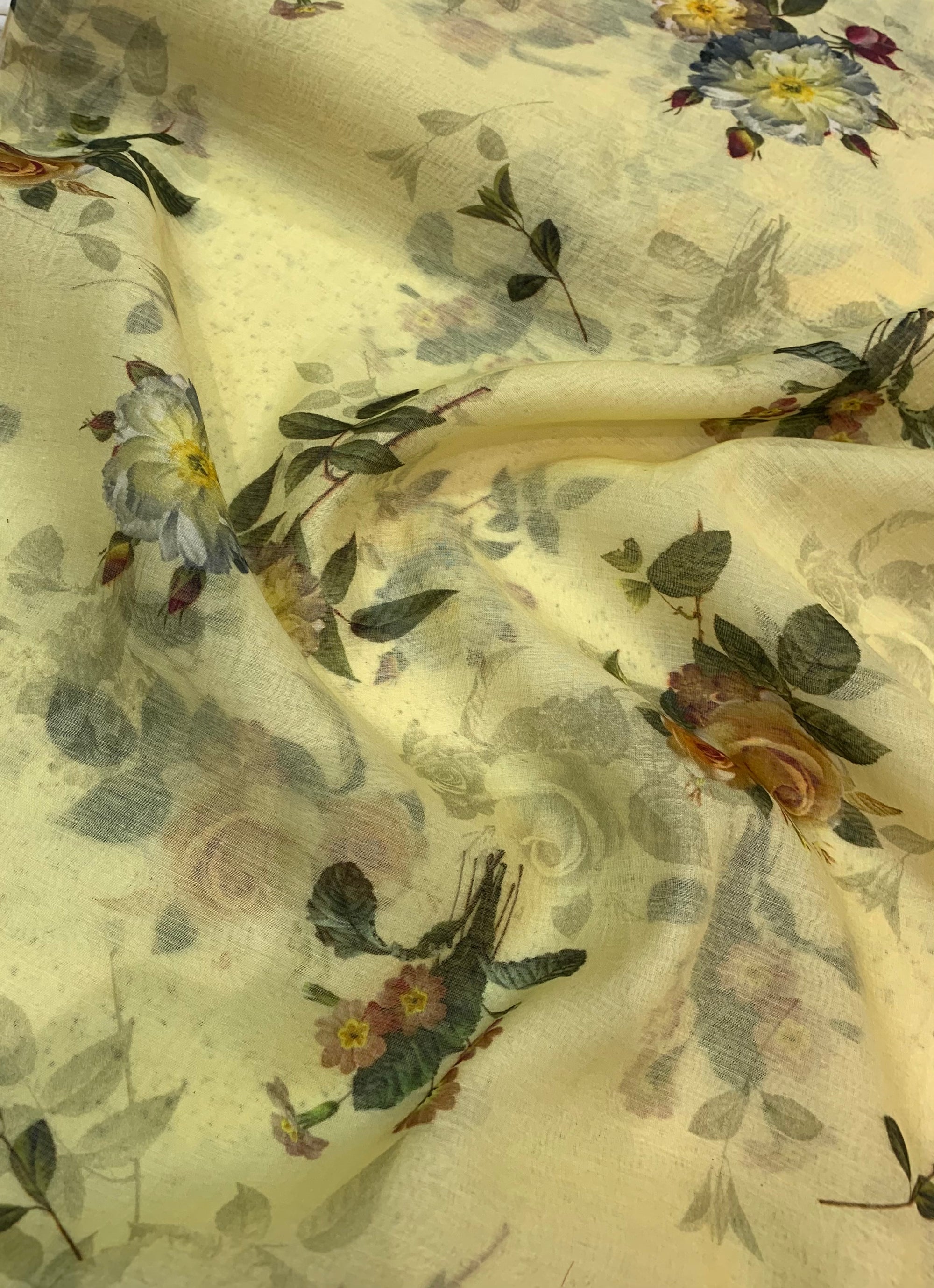 Floral Printed Pure silk cotton fabric