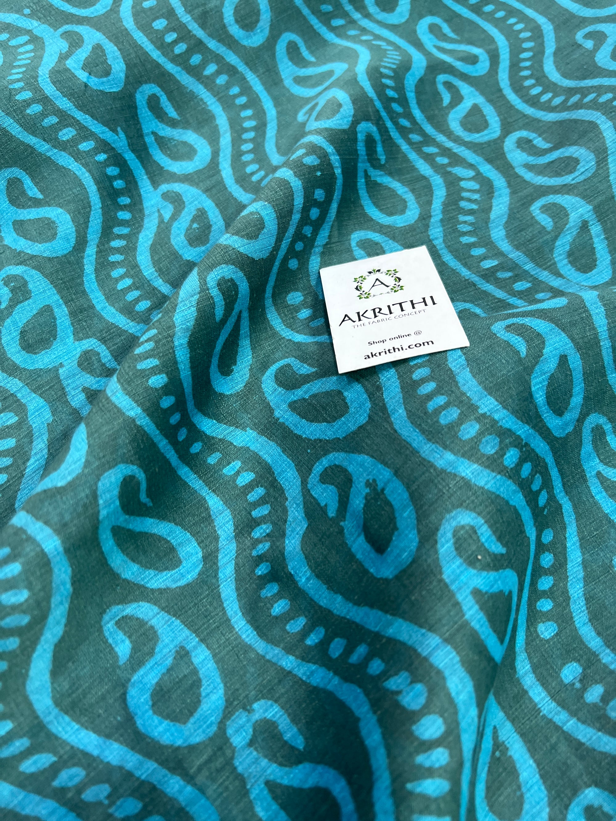 Handloom Printed pure linen silk fabric
