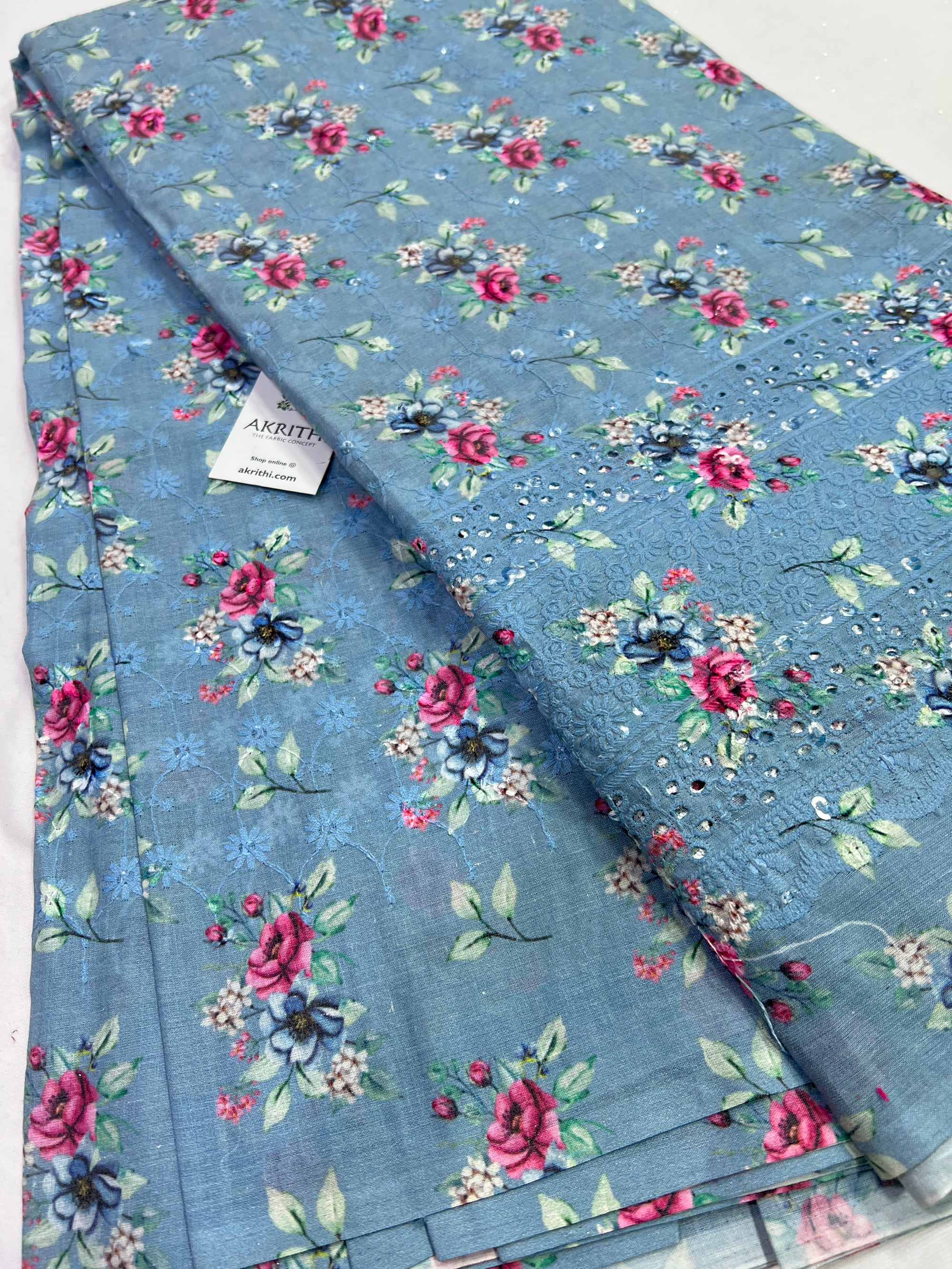 Hakoba printed Cotton schiffli fabric