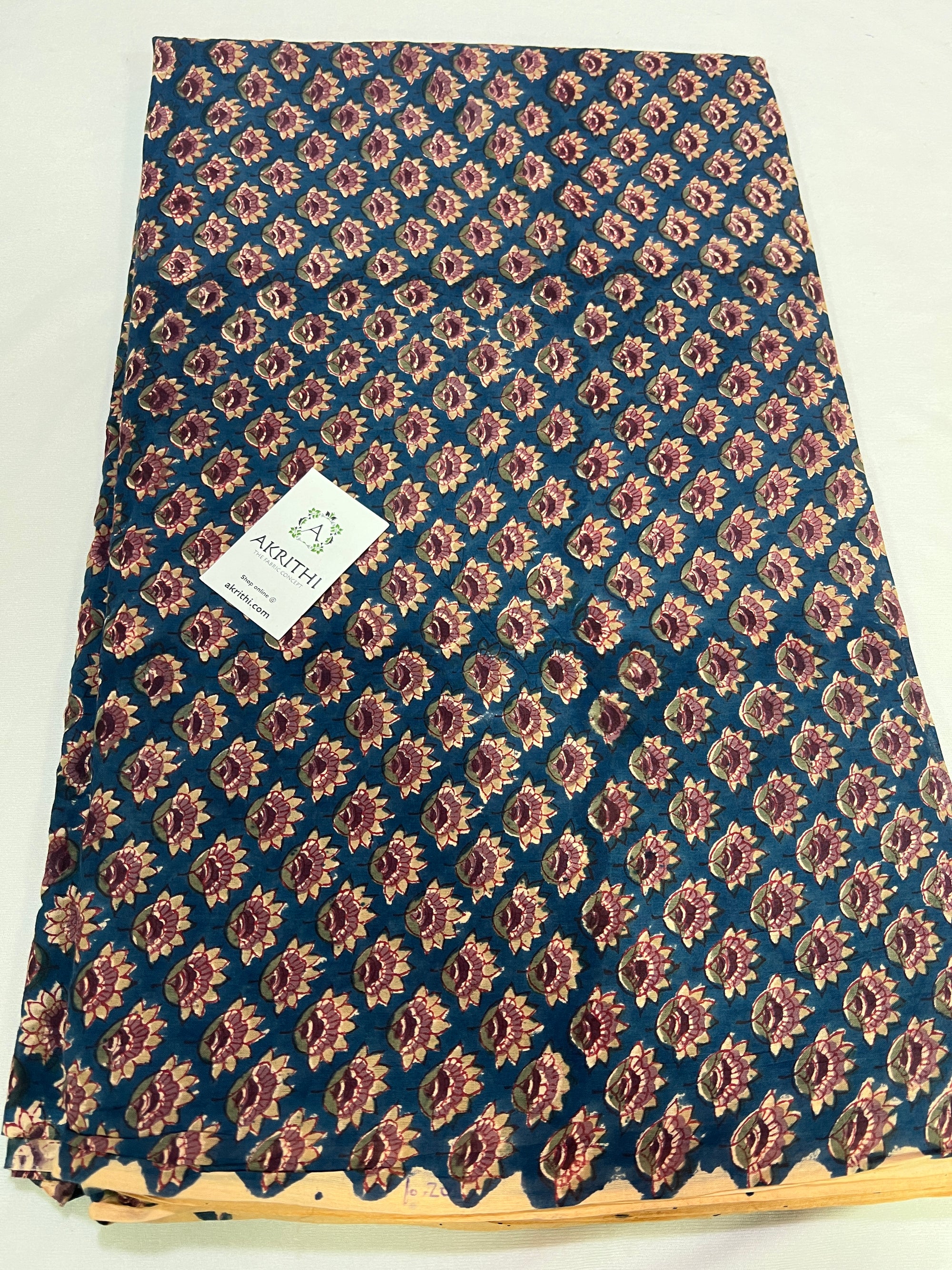 Hand block Printed pure mul cotton fabric