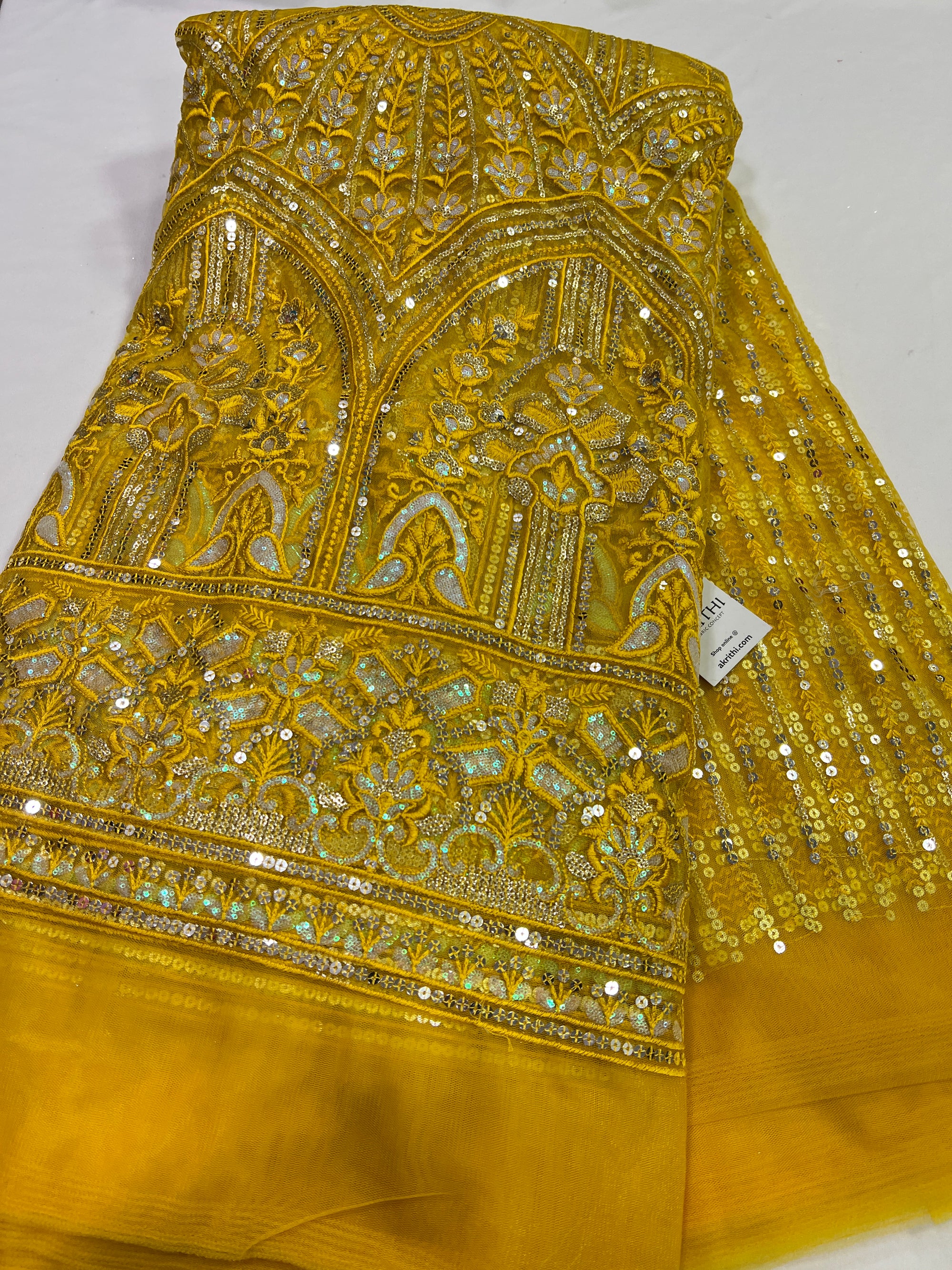 Embroidery on net fabric