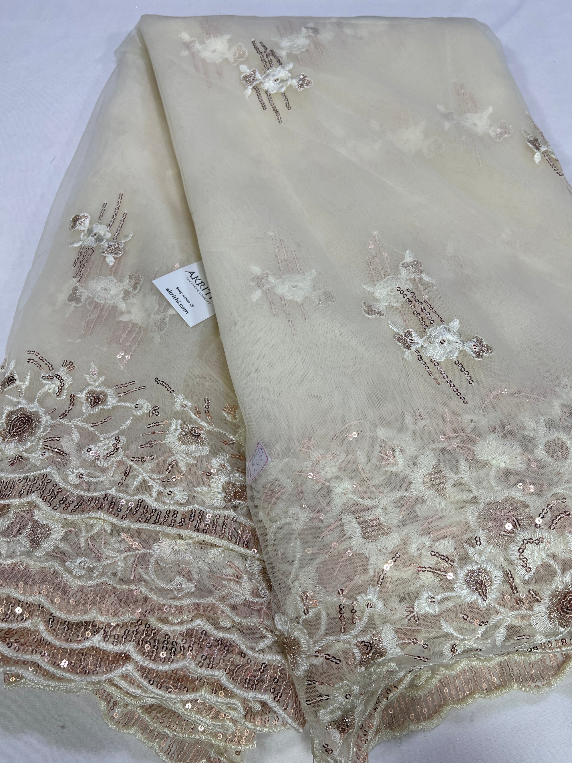 Embroidery on net fabric