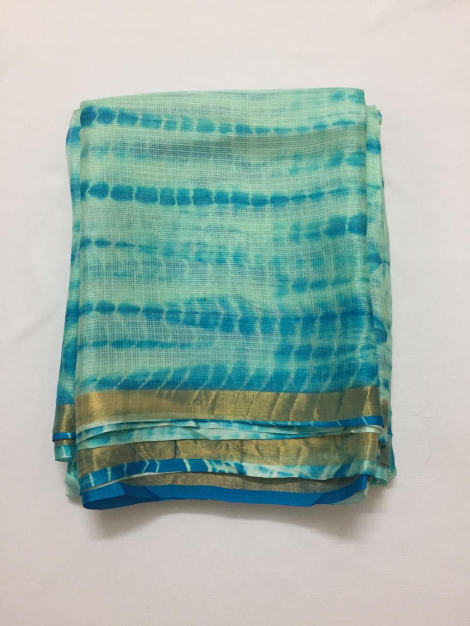 Pure silk Kota tie and dye fabric without zari border