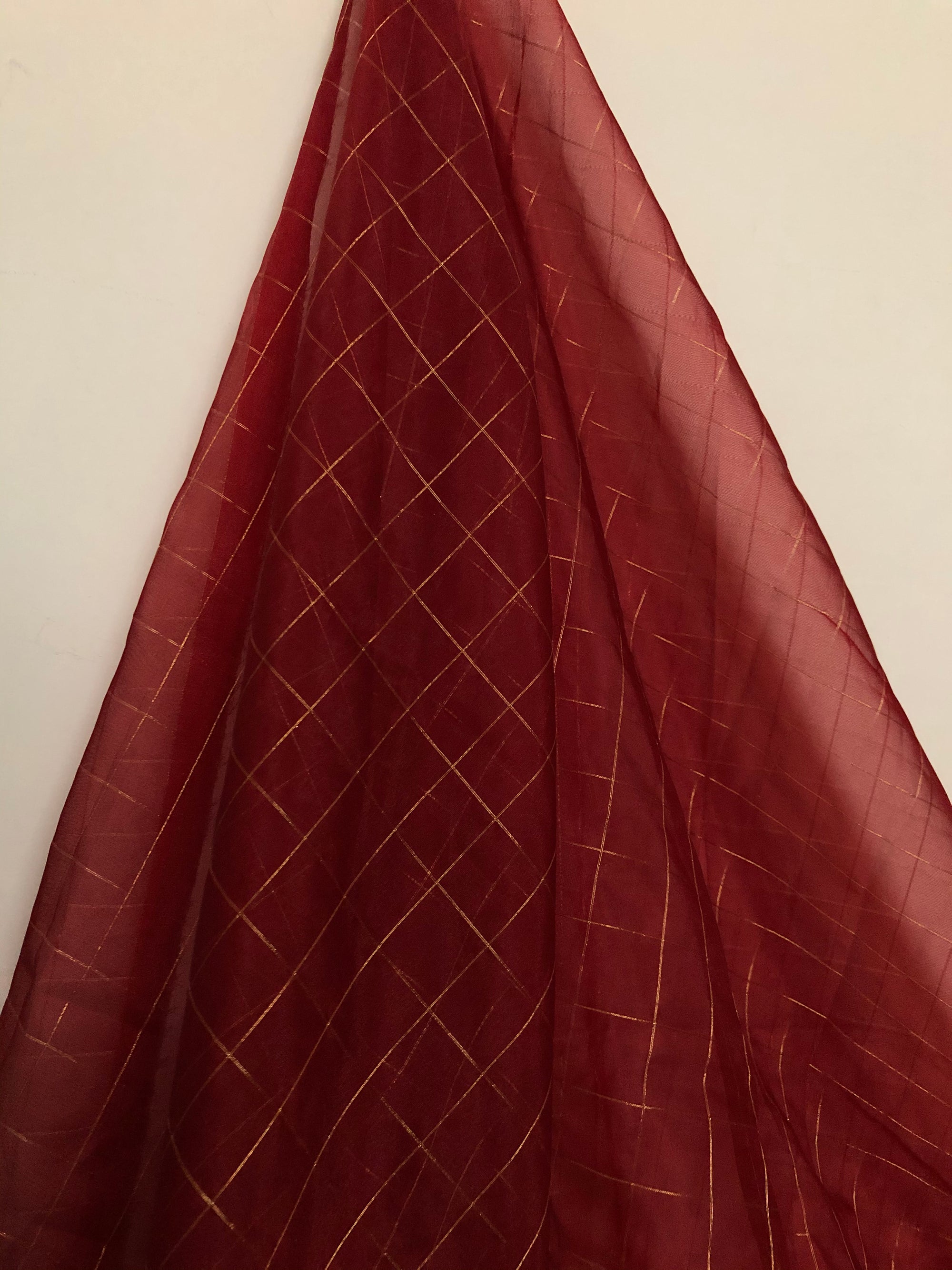 Zari checks organza fabric