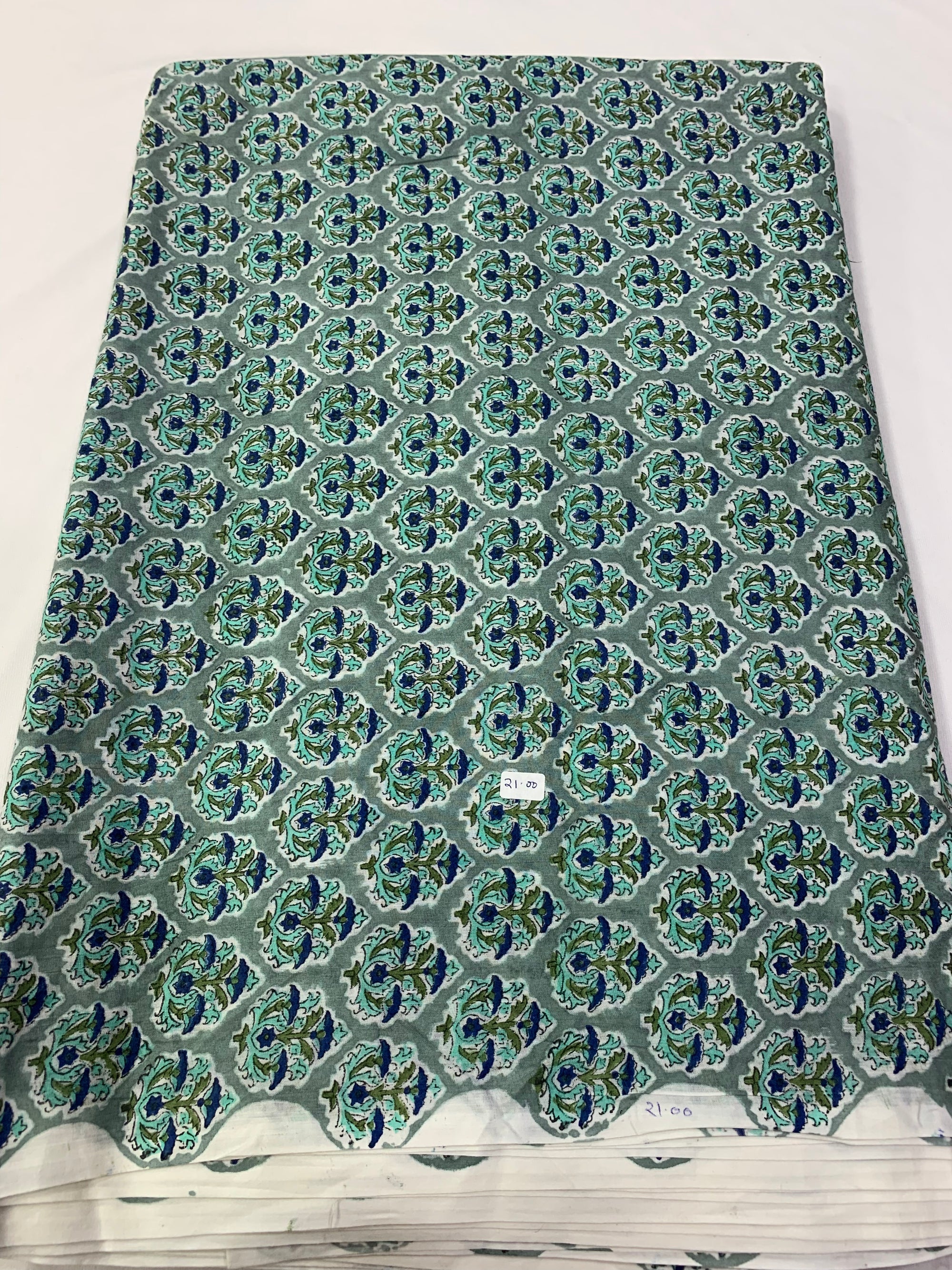 Hand Block Printed pure mul cotton fabric