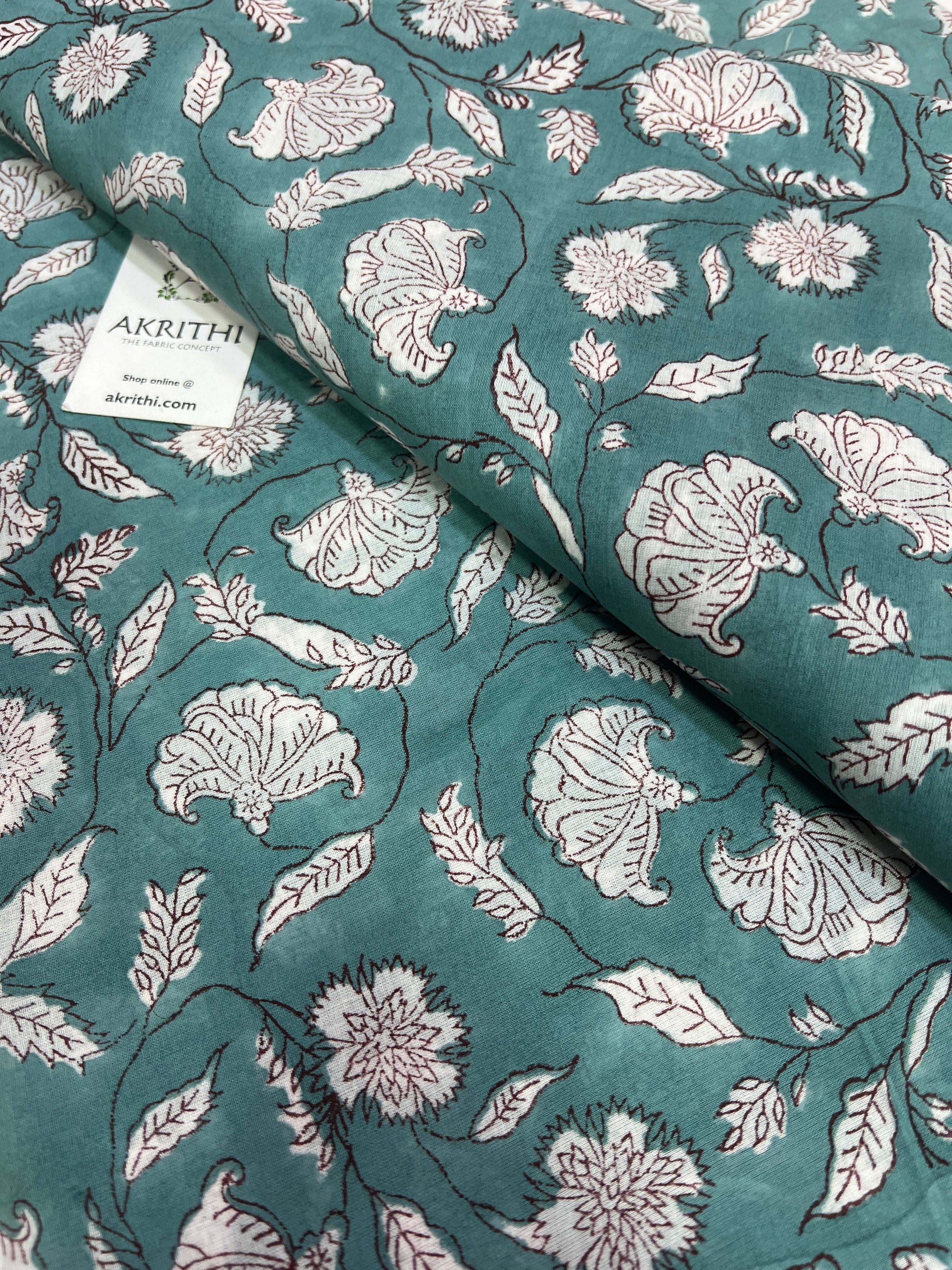 Hand block Printed pure mul cotton fabric
